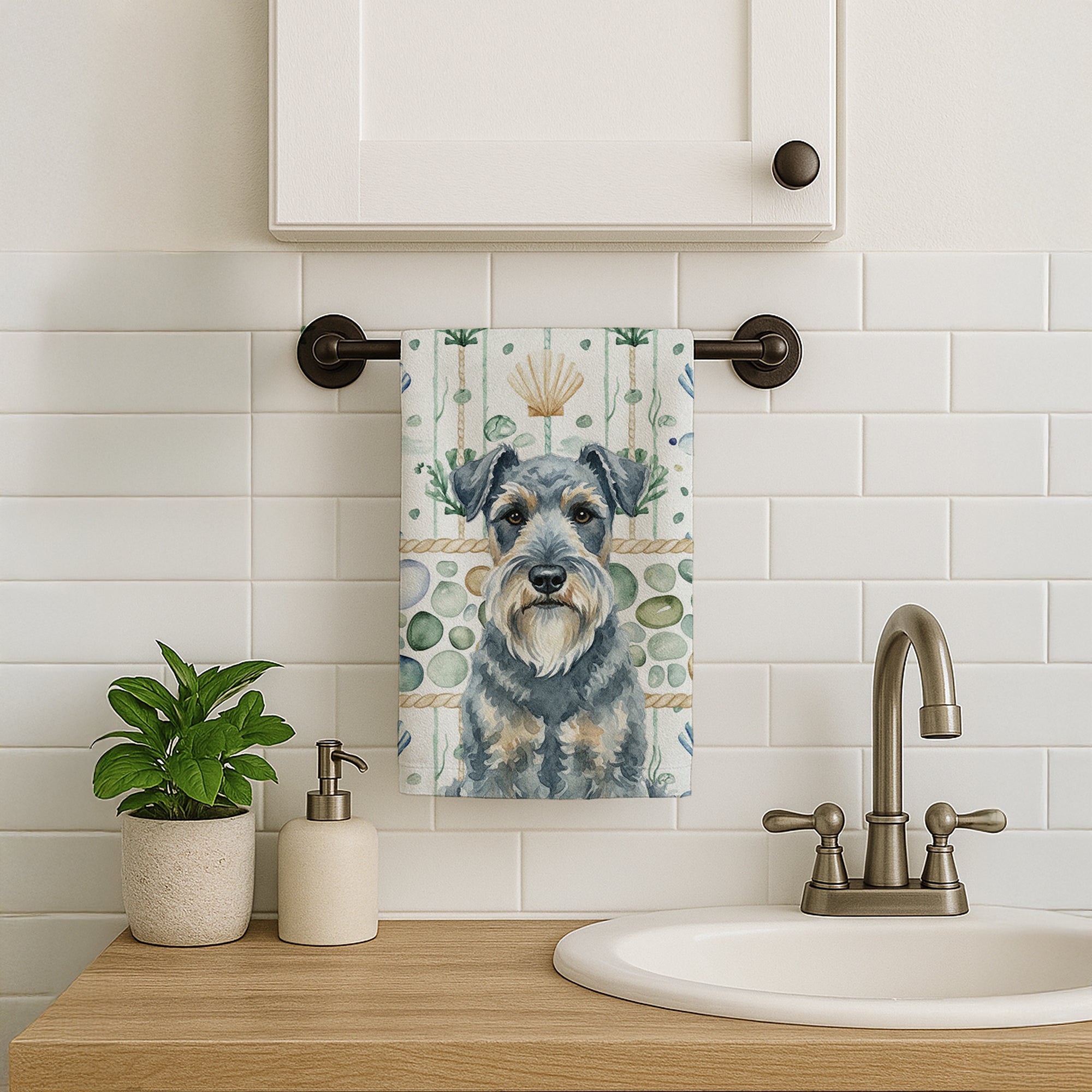 Caroline's Treasures Kerry Blue Terrier Coastal Sea Glass Kitchen Towel