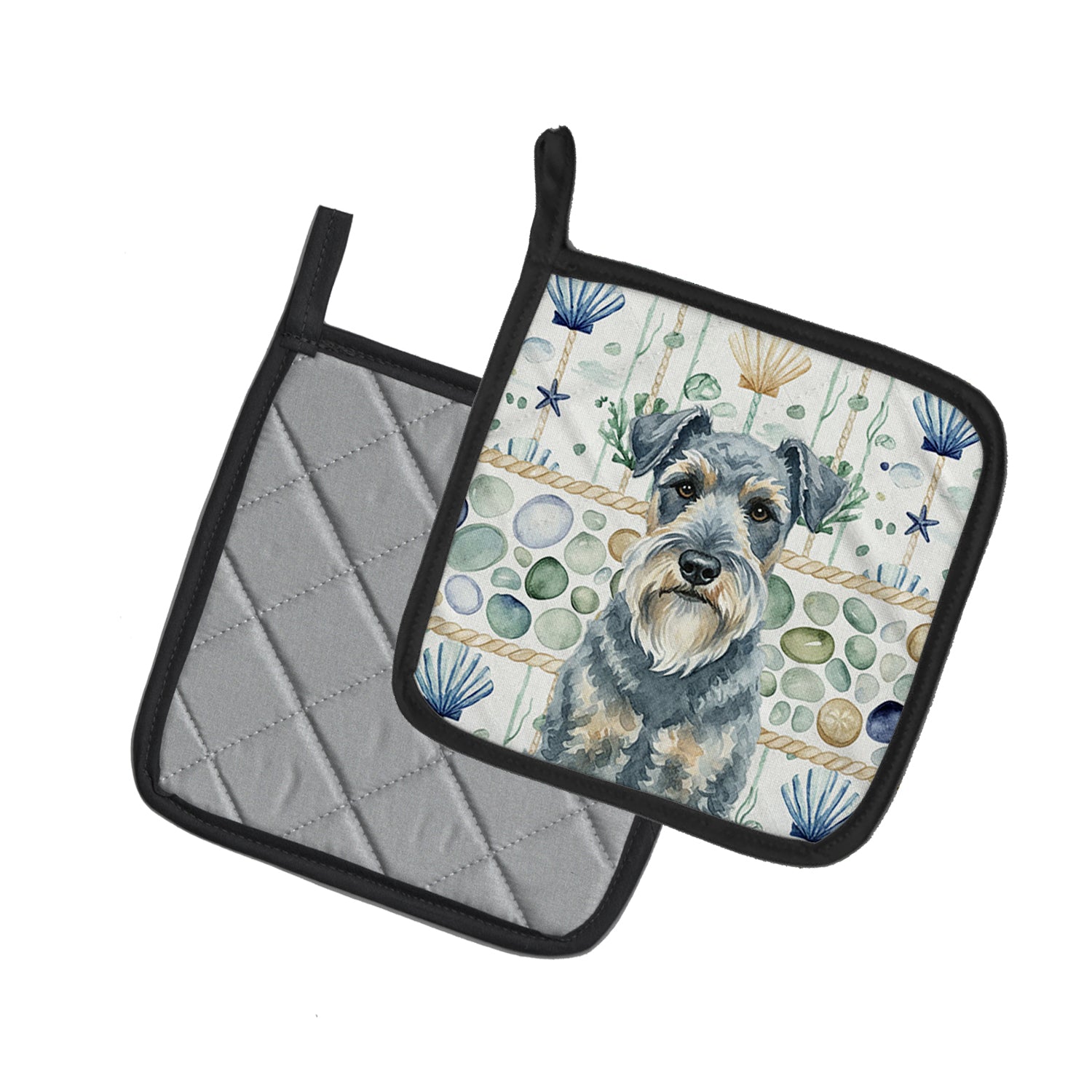 Caroline's Treasures Kerry Blue Terrier Coastal Sea Glass Pair of Pot Holders