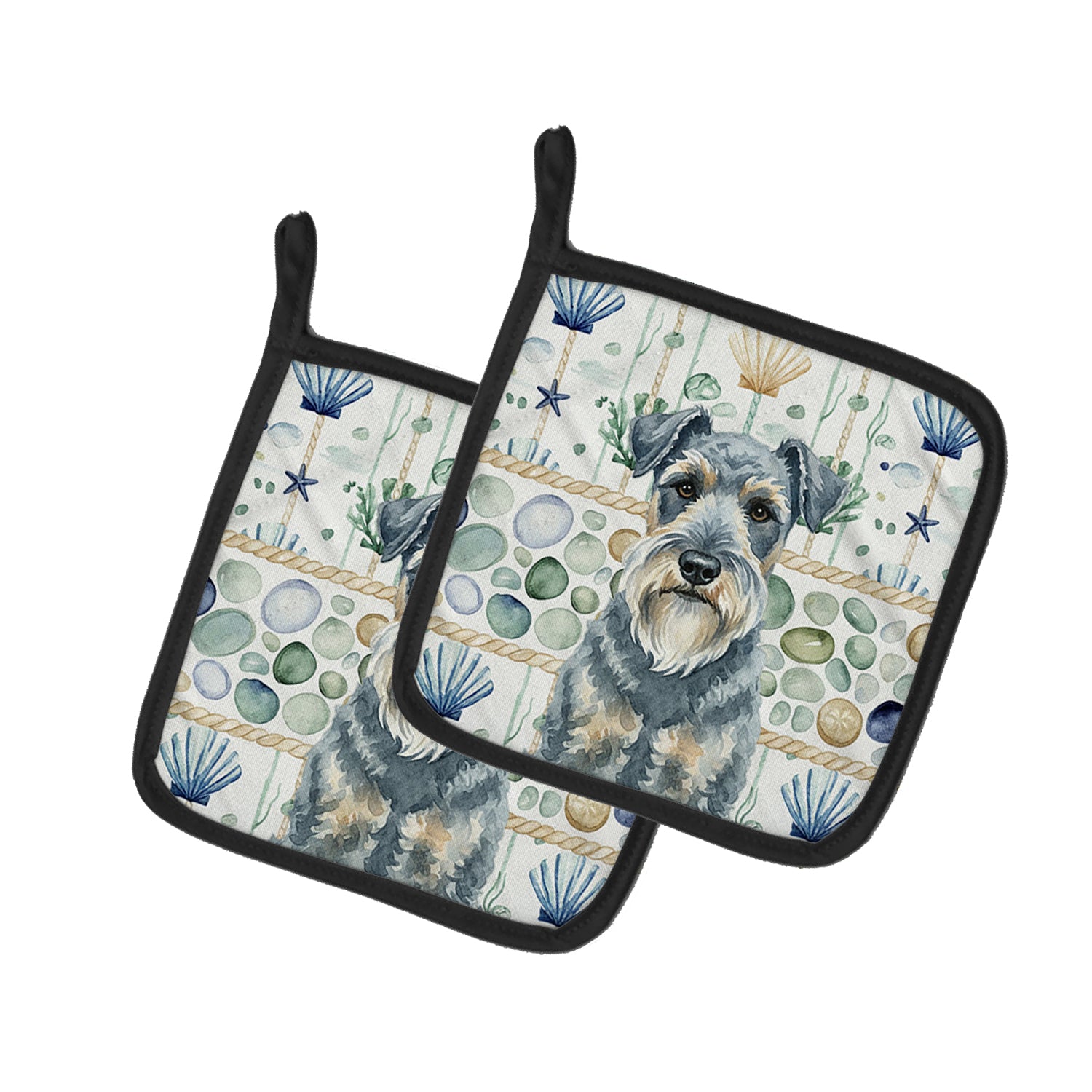 Caroline's Treasures Kerry Blue Terrier Coastal Sea Glass Pair of Pot Holders