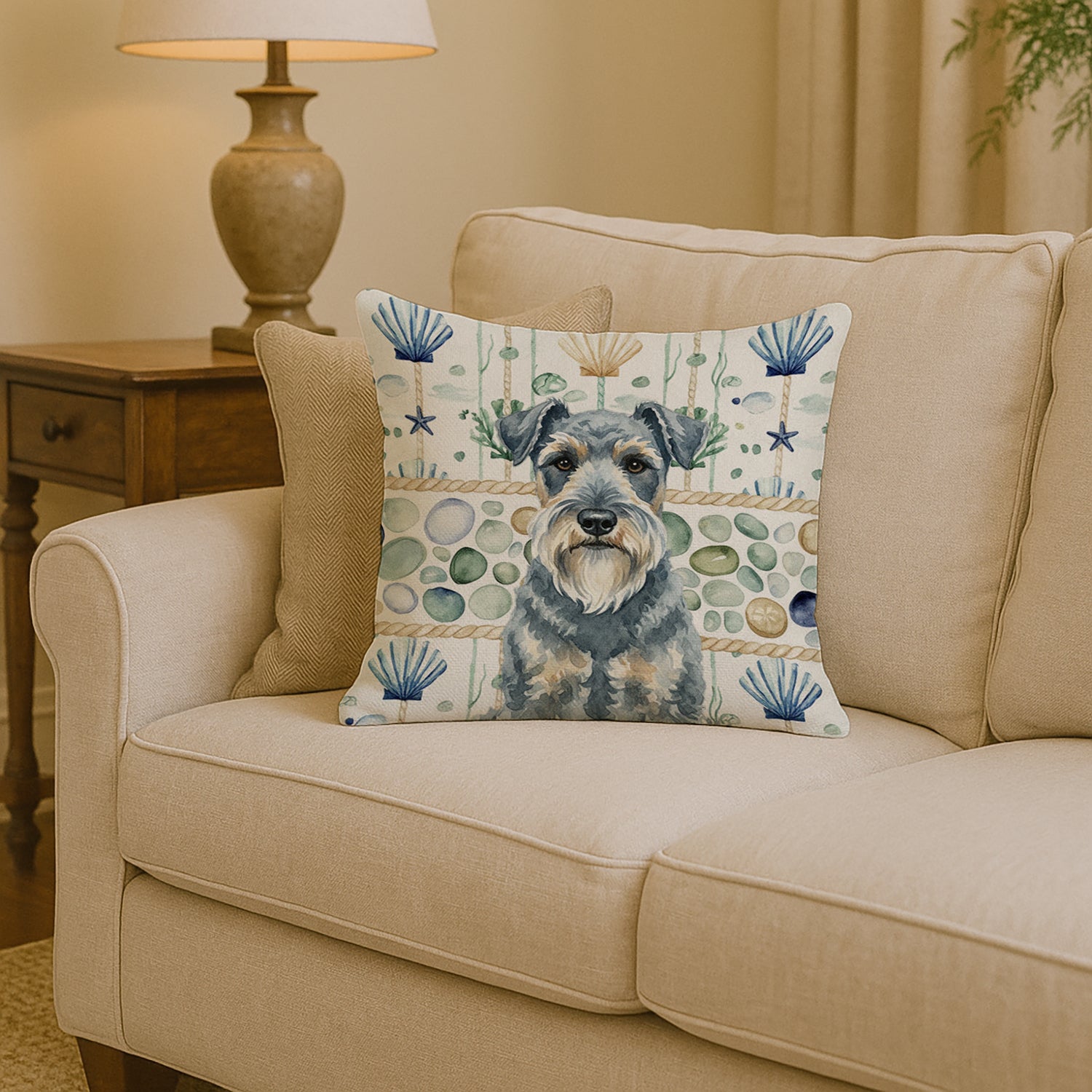 Caroline's Treasures Kerry Blue Terrier Coastal Sea Glass Throw Pillow