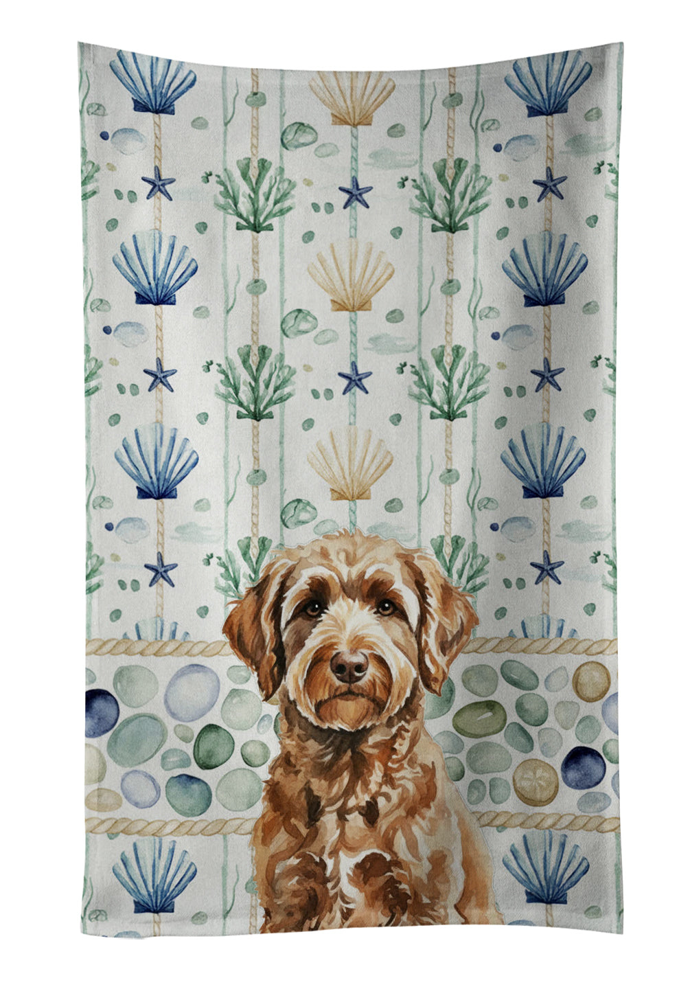 Caroline's Treasures Chocolate Labradoodle Coastal Sea Glass Kitchen Towel