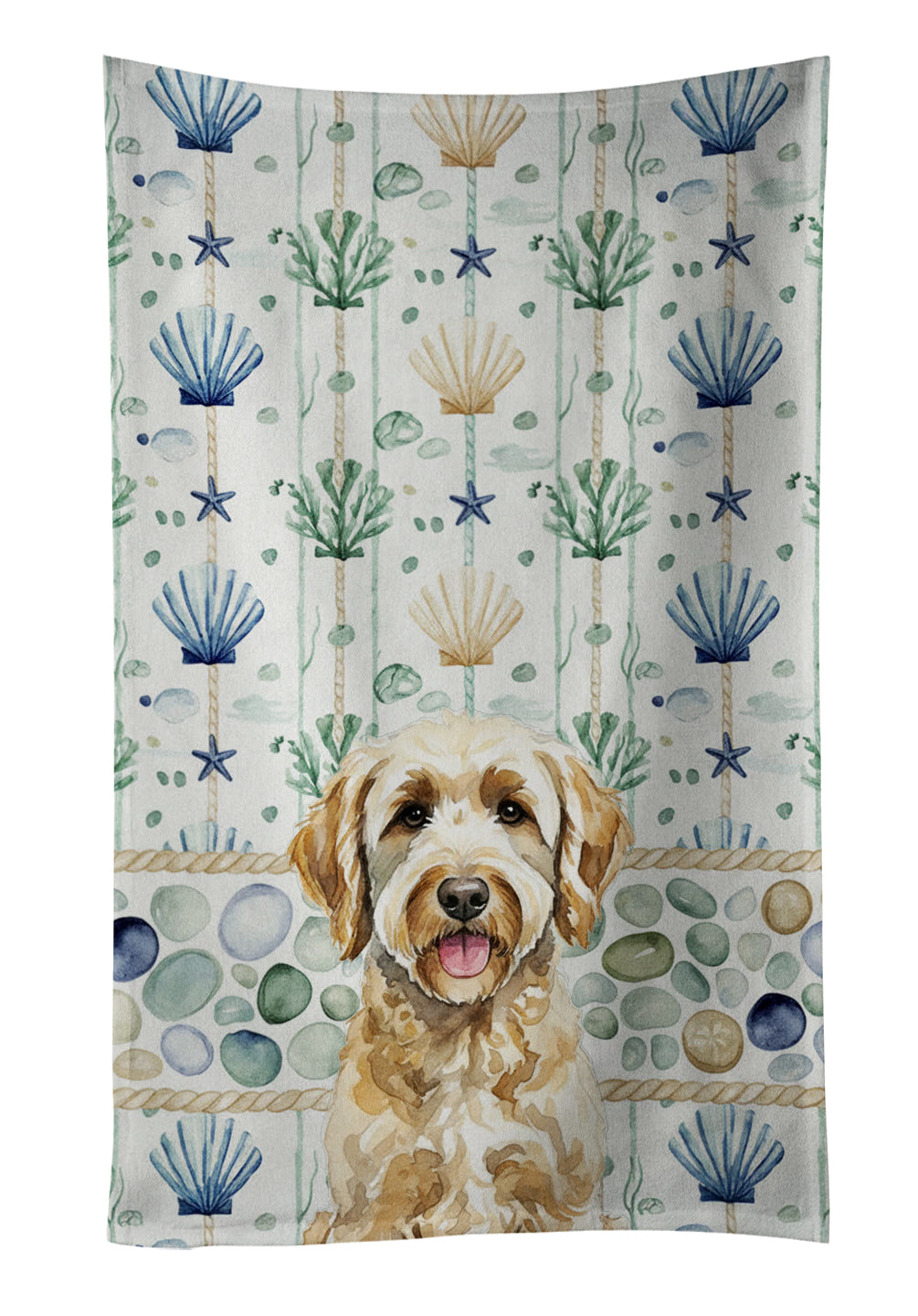 Caroline's Treasures Yellow Labradoodle Coastal Sea Glass Kitchen Towel