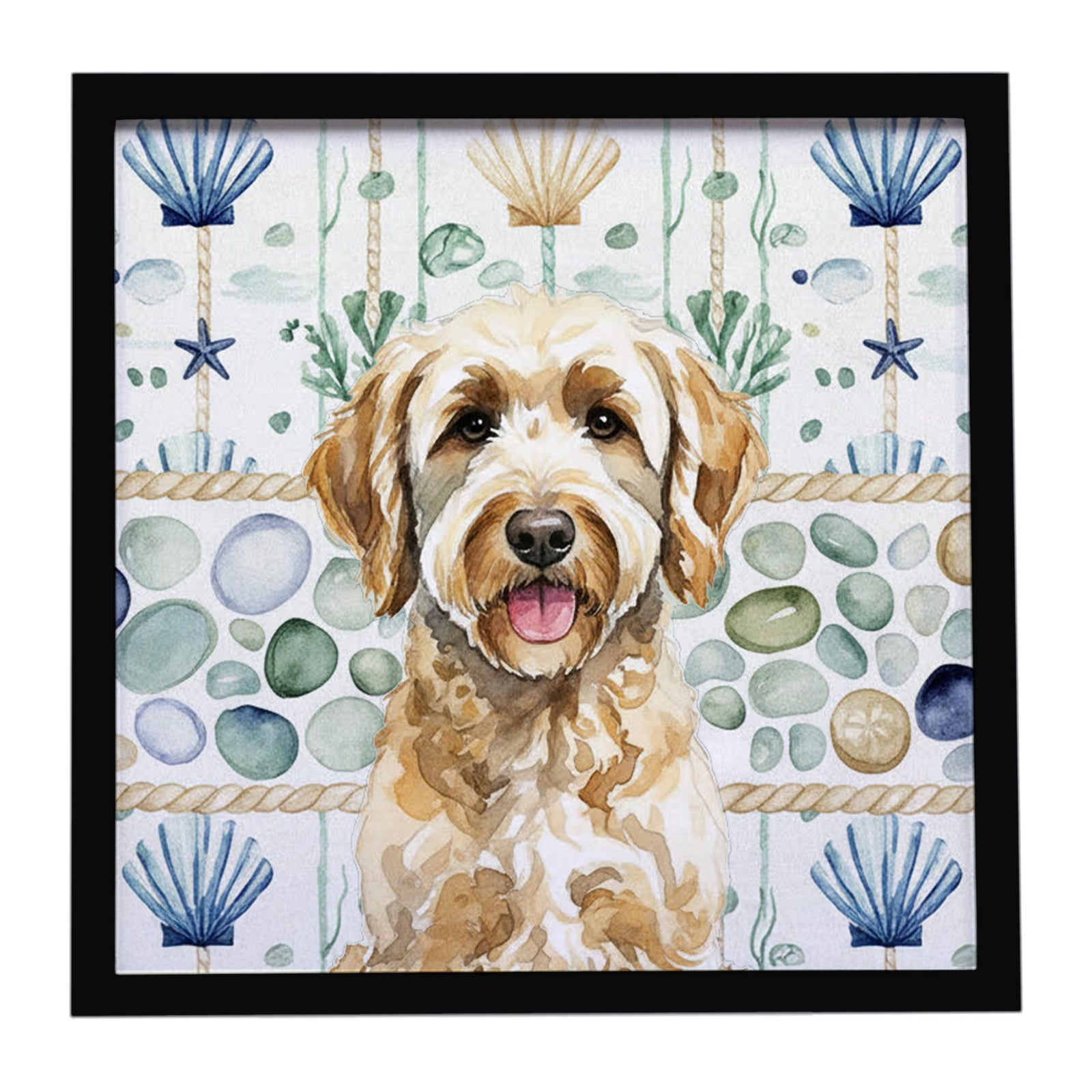 Caroline's Treasures Yellow Labradoodle Coastal Sea Glass Framed Metal Print