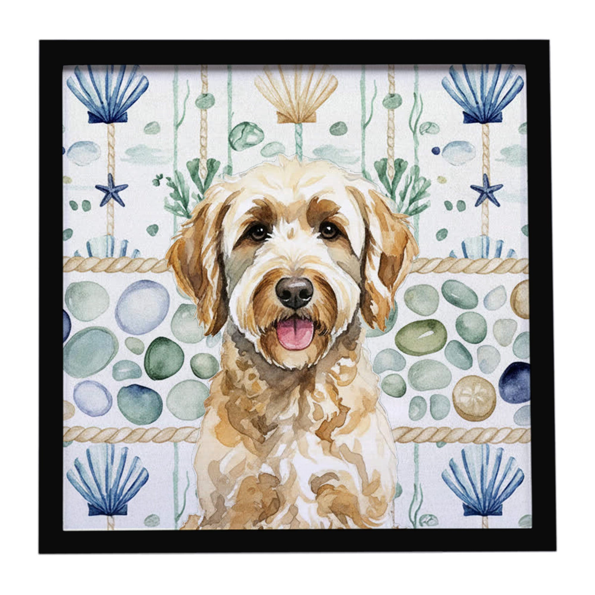 Caroline's Treasures Yellow Labradoodle Coastal Sea Glass Framed Metal Print