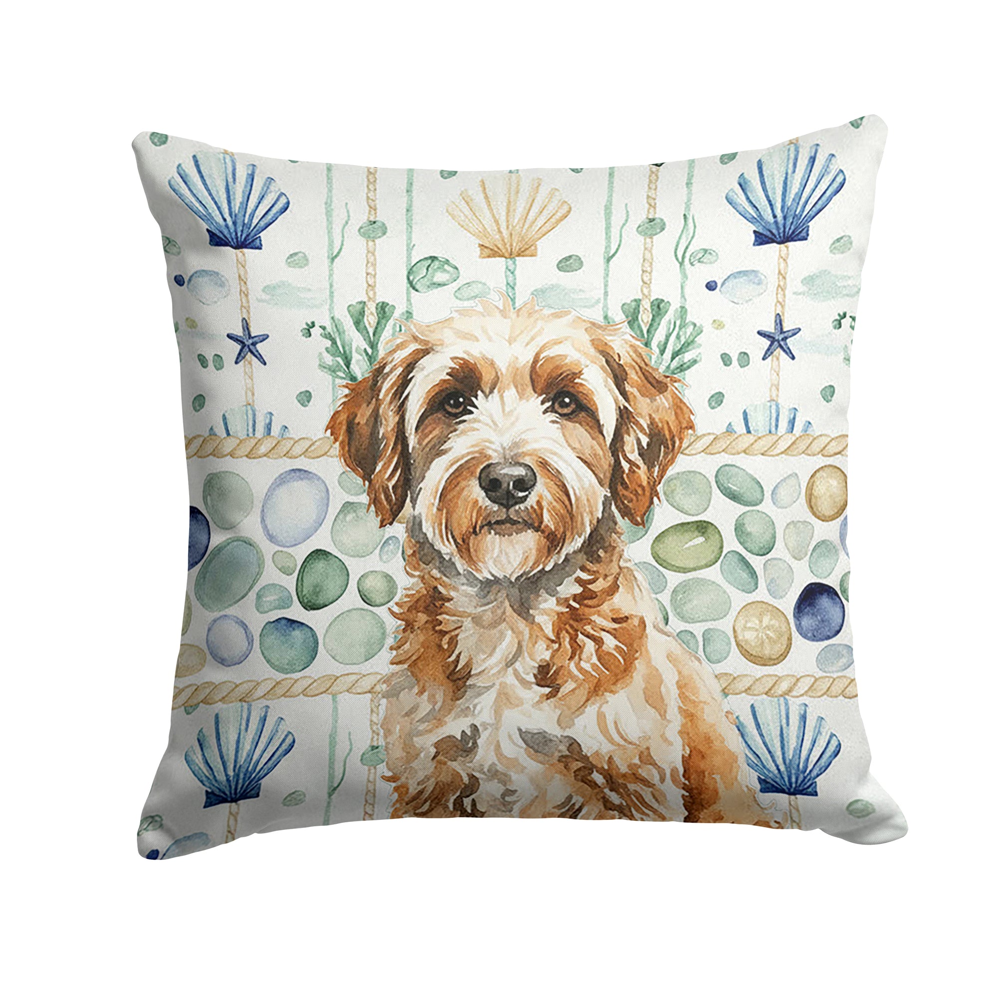 Caroline's Treasures Lagotto Romagnolo Coastal Sea Glass Throw Pillow