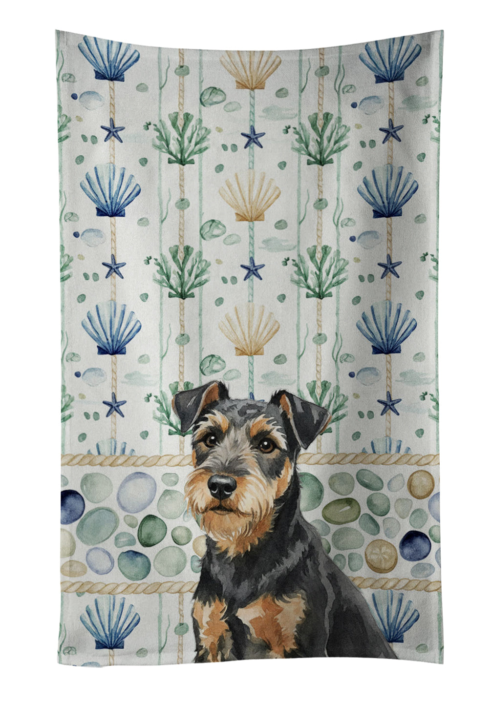 Caroline's Treasures Black and Tan Lakeland Terrier Coastal Sea Glass Kitchen Towel