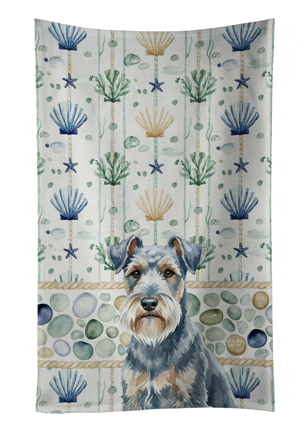 Caroline's Treasures Blue Lakeland Terrier Coastal Sea Glass Kitchen Towel