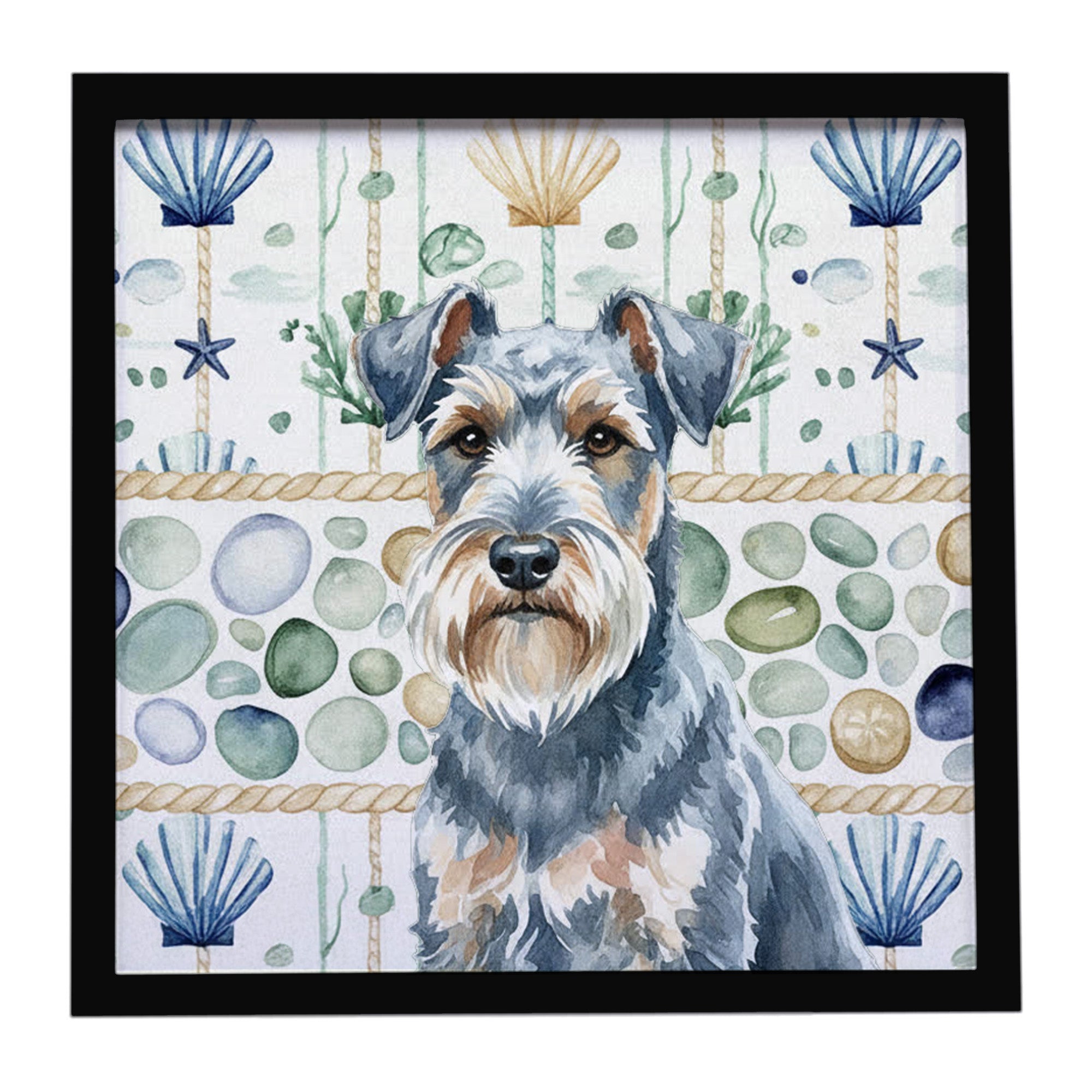 Caroline's Treasures Blue Lakeland Terrier Coastal Sea Glass Framed Metal Print