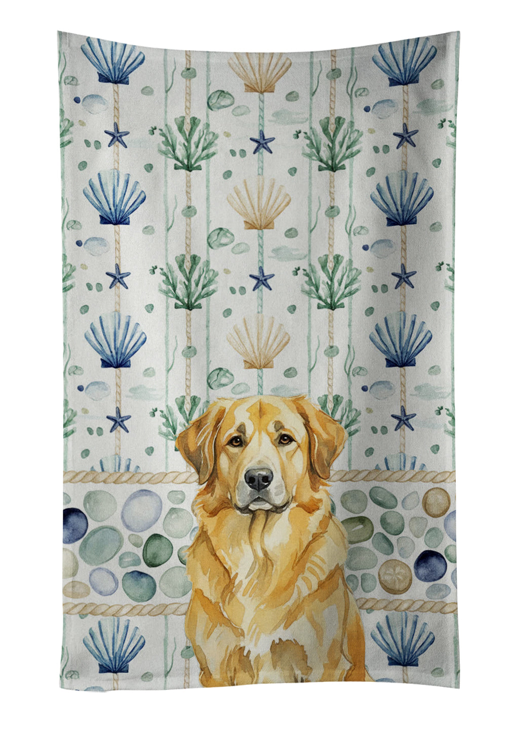 Caroline's Treasures Lion Yellow Leonberger Coastal Sea Glass Kitchen Towel