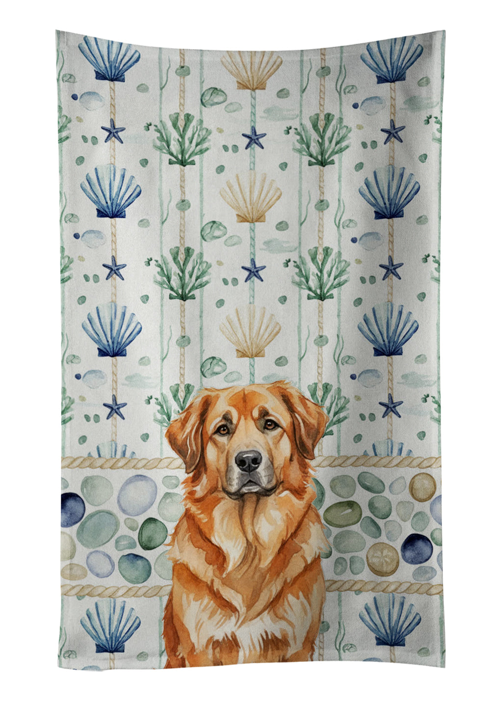Caroline's Treasures Red Leonberger Coastal Sea Glass Kitchen Towel
