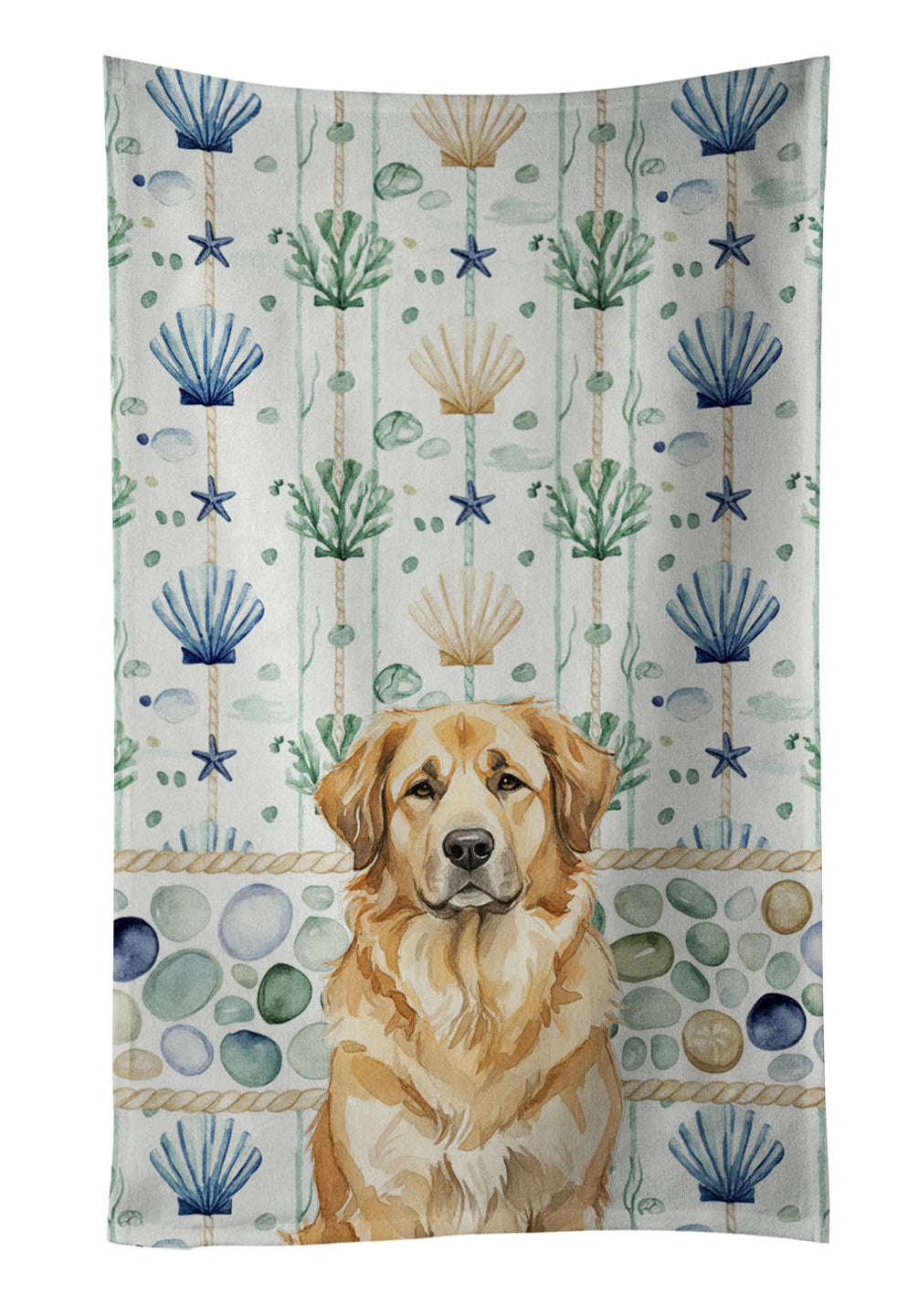 Caroline's Treasures Sandy Leonberger Coastal Sea Glass Kitchen Towel