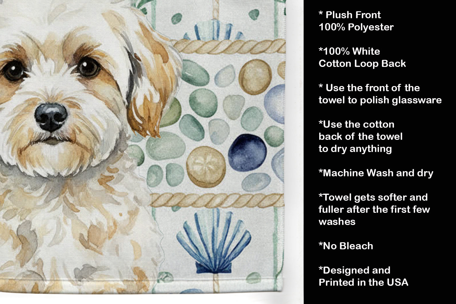 Caroline's Treasures Maltipoo Coastal Sea Glass Kitchen Towel