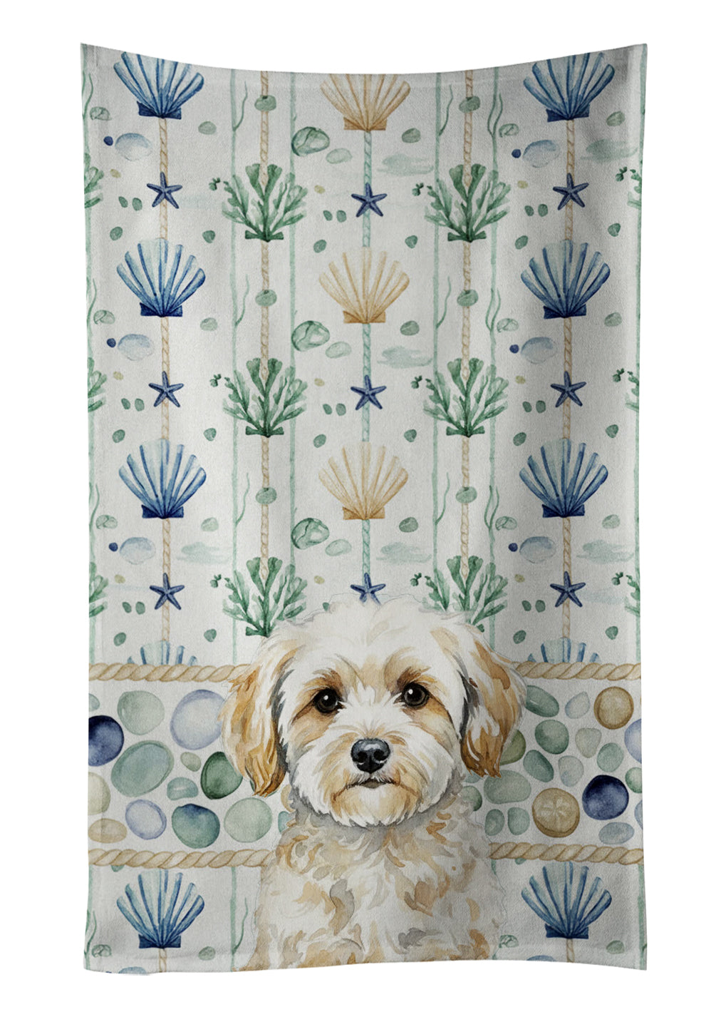Caroline's Treasures Maltipoo Coastal Sea Glass Kitchen Towel