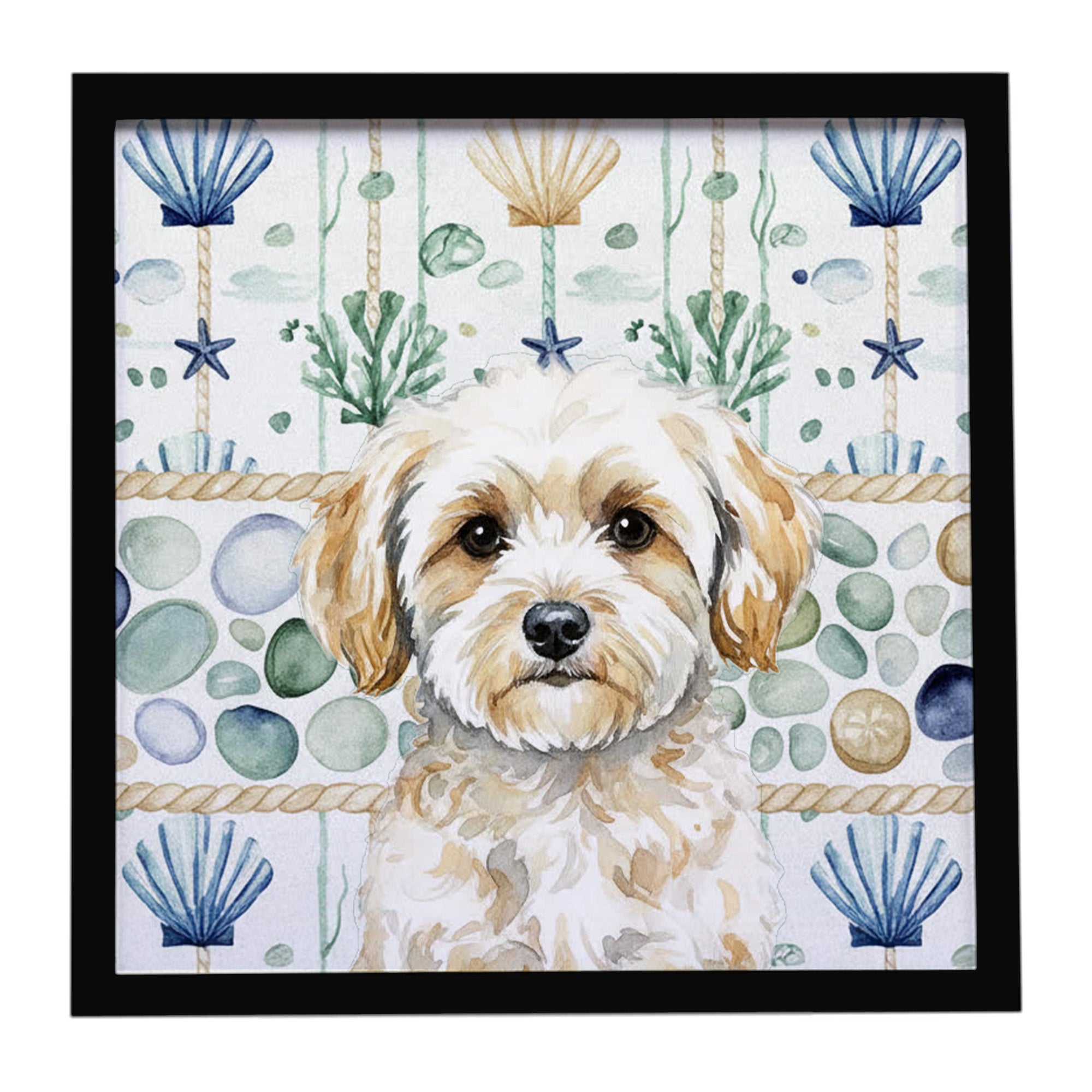 Caroline's Treasures Maltipoo Coastal Sea Glass Framed Metal Print