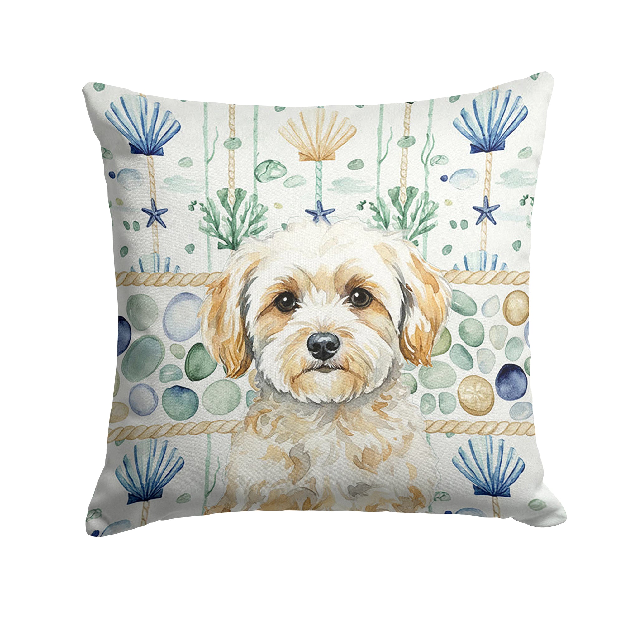 Caroline's Treasures Maltipoo Coastal Sea Glass Throw Pillow