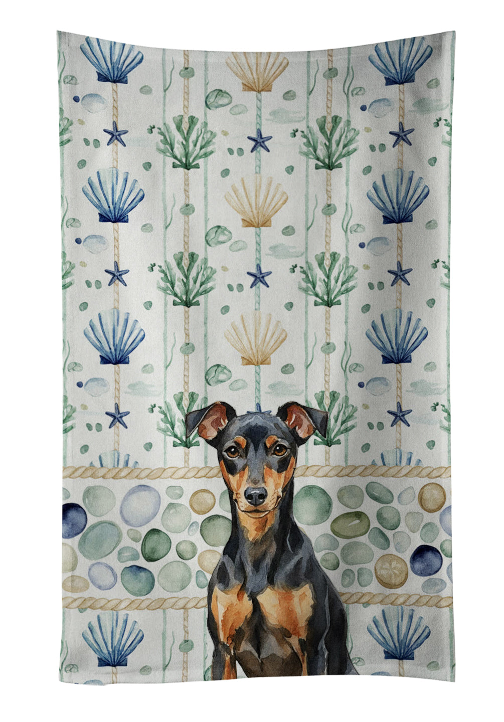 Caroline's Treasures Manchester Terrier Coastal Sea Glass Kitchen Towel