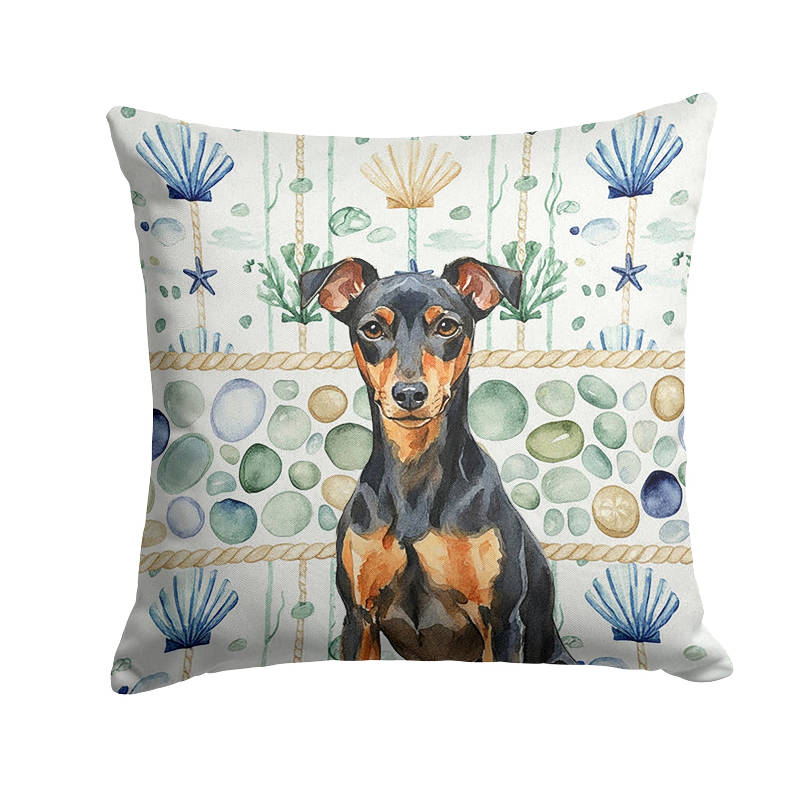 Caroline's Treasures Manchester Terrier Coastal Sea Glass Throw Pillow