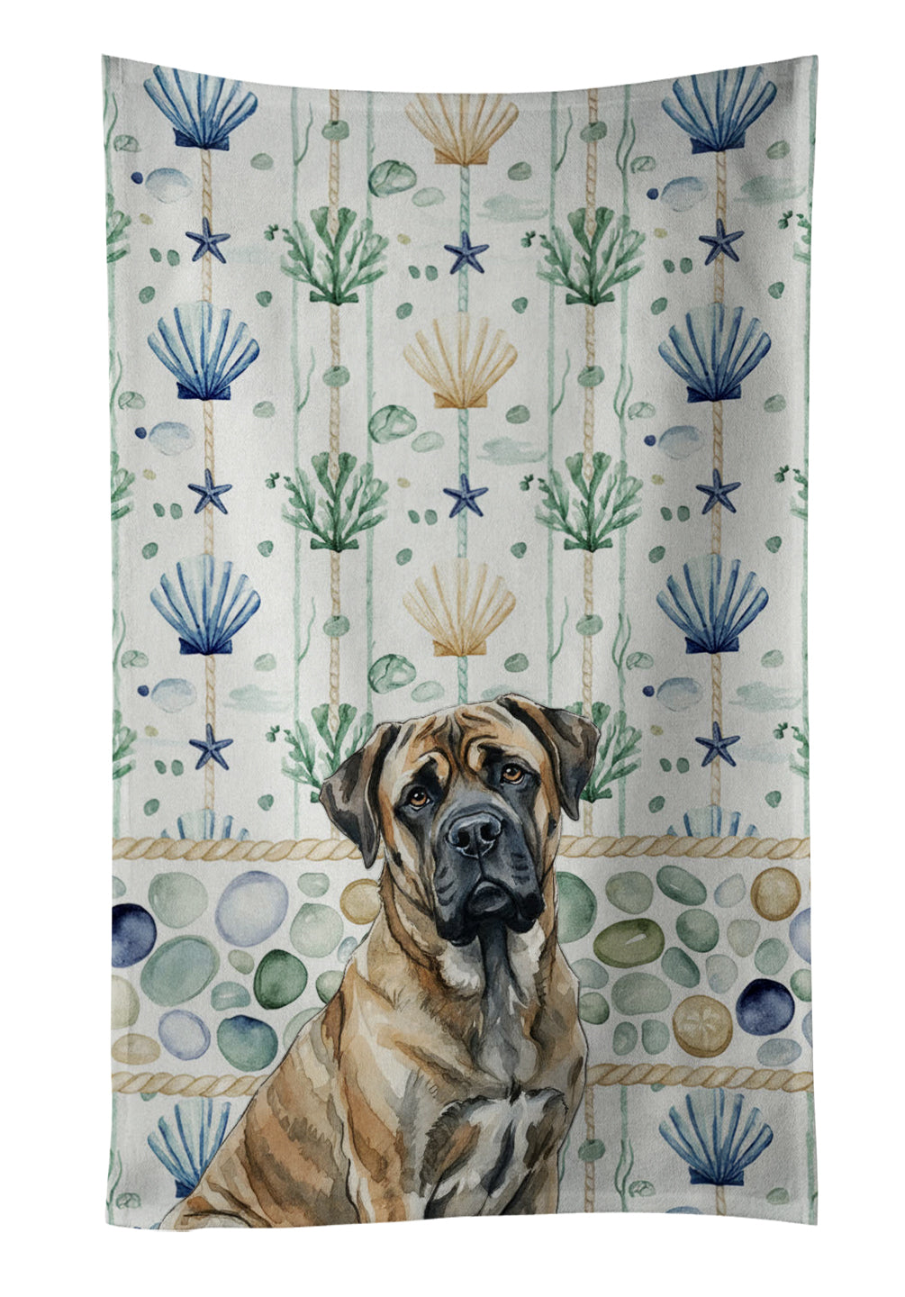 Caroline's Treasures Brindle Mastiff Coastal Sea Glass Kitchen Towel