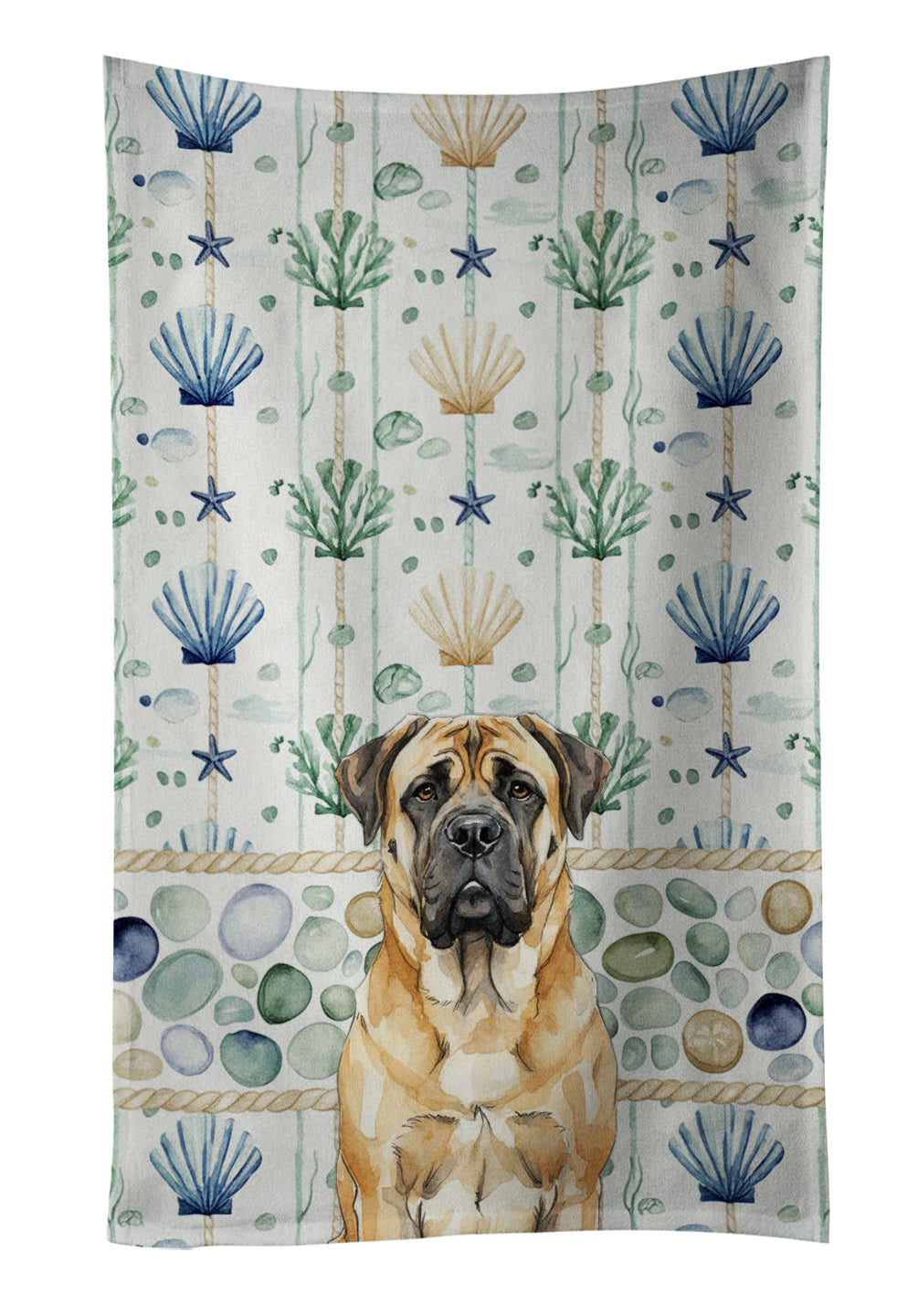 Caroline's Treasures Fawn Mastiff Coastal Sea Glass Kitchen Towel