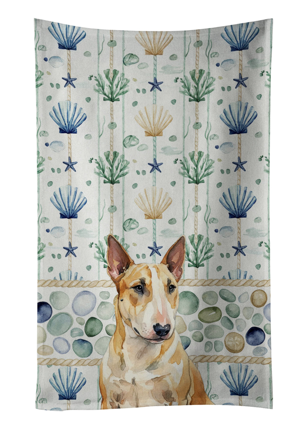 Caroline's Treasures Miniature Bull Terrier Coastal Sea Glass Kitchen Towel