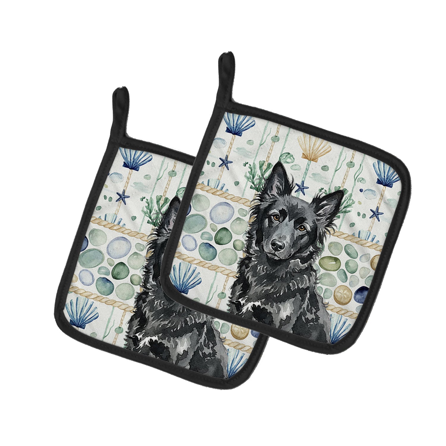 Caroline's Treasures Mudi Coastal Sea Glass Pair of Pot Holders