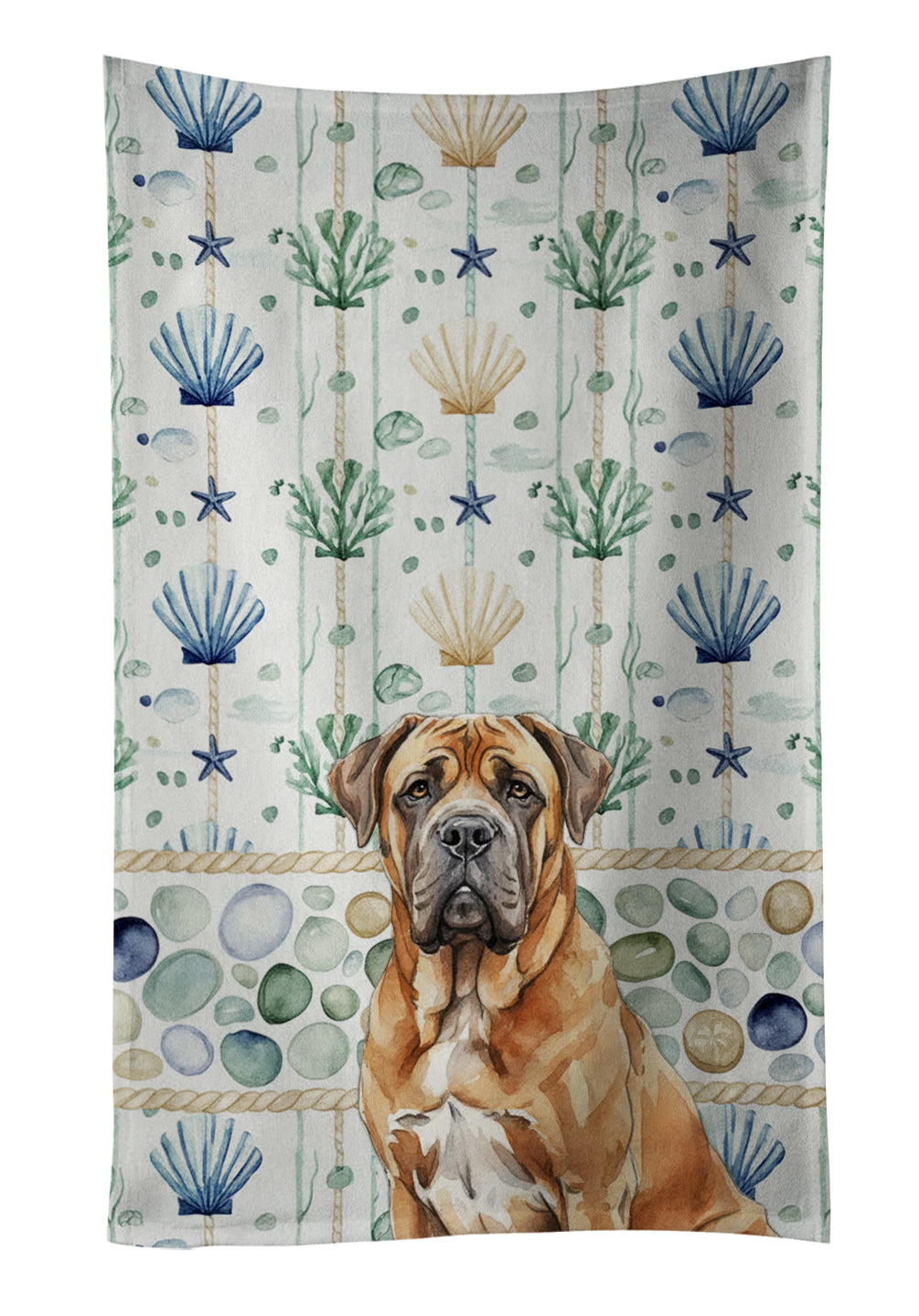 Caroline's Treasures Neapolitan Mastiff Coastal Sea Glass Kitchen Towel