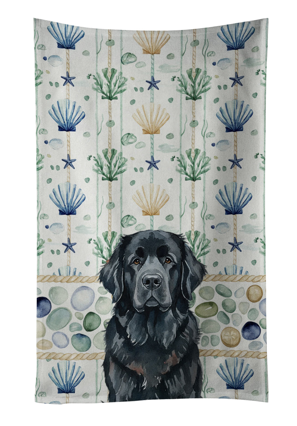 Caroline's Treasures Black Newfoundland Coastal Sea Glass Kitchen Towel