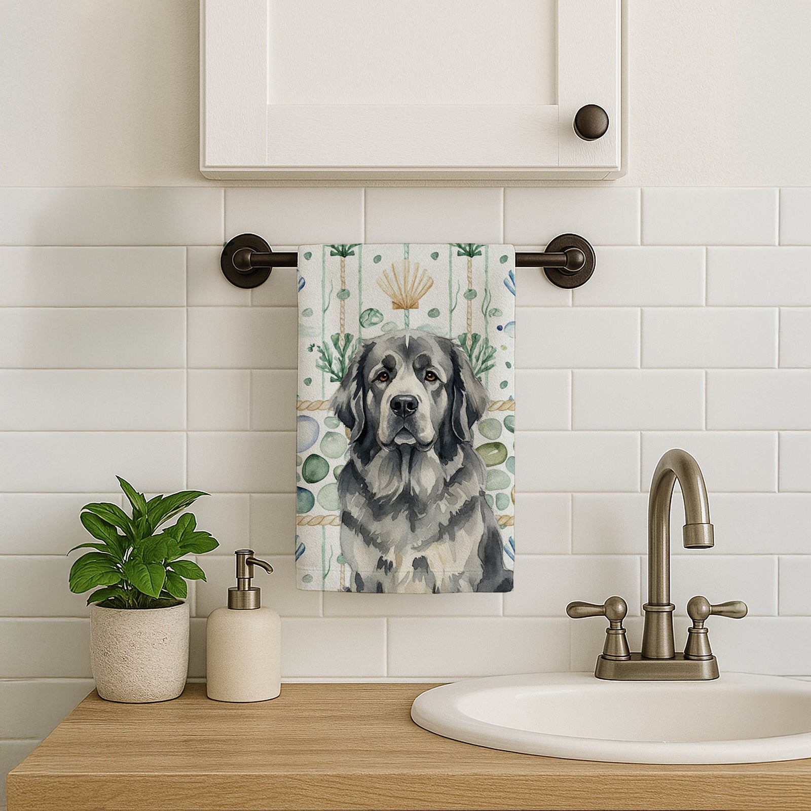 Caroline's Treasures Gray Newfoundland Coastal Sea Glass Kitchen Towel