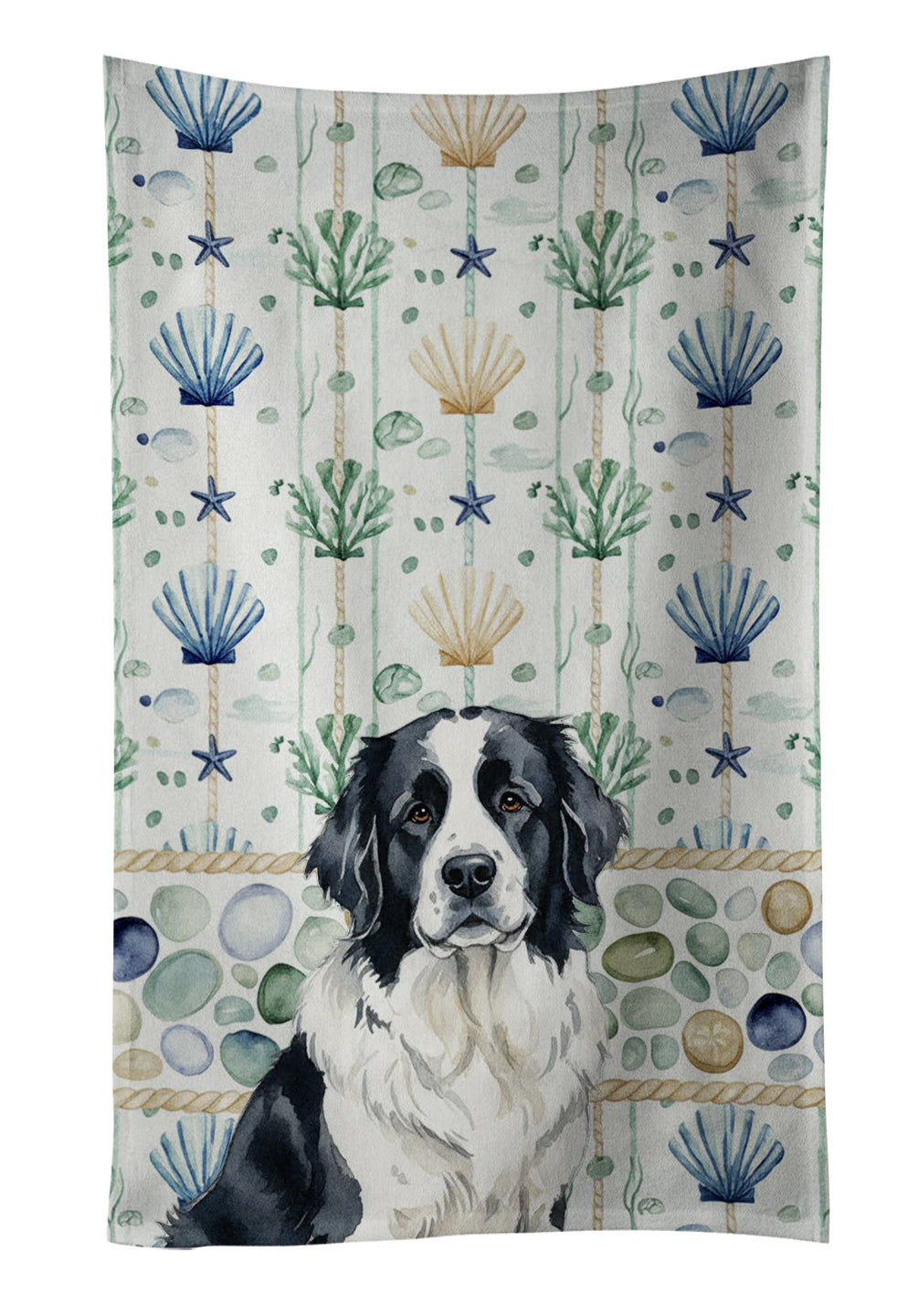 Caroline's Treasures Landseer Newfoundland Coastal Sea Glass Kitchen Towel