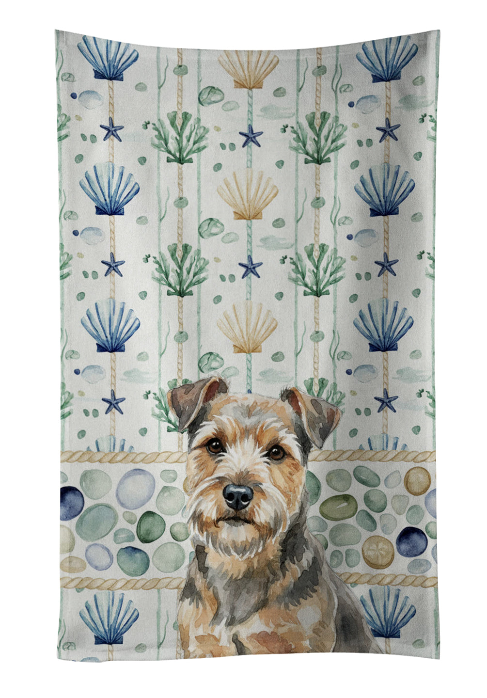 Caroline's Treasures Grizzle and Tan Norfolk Terrier Coastal Sea Glass Kitchen Towel
