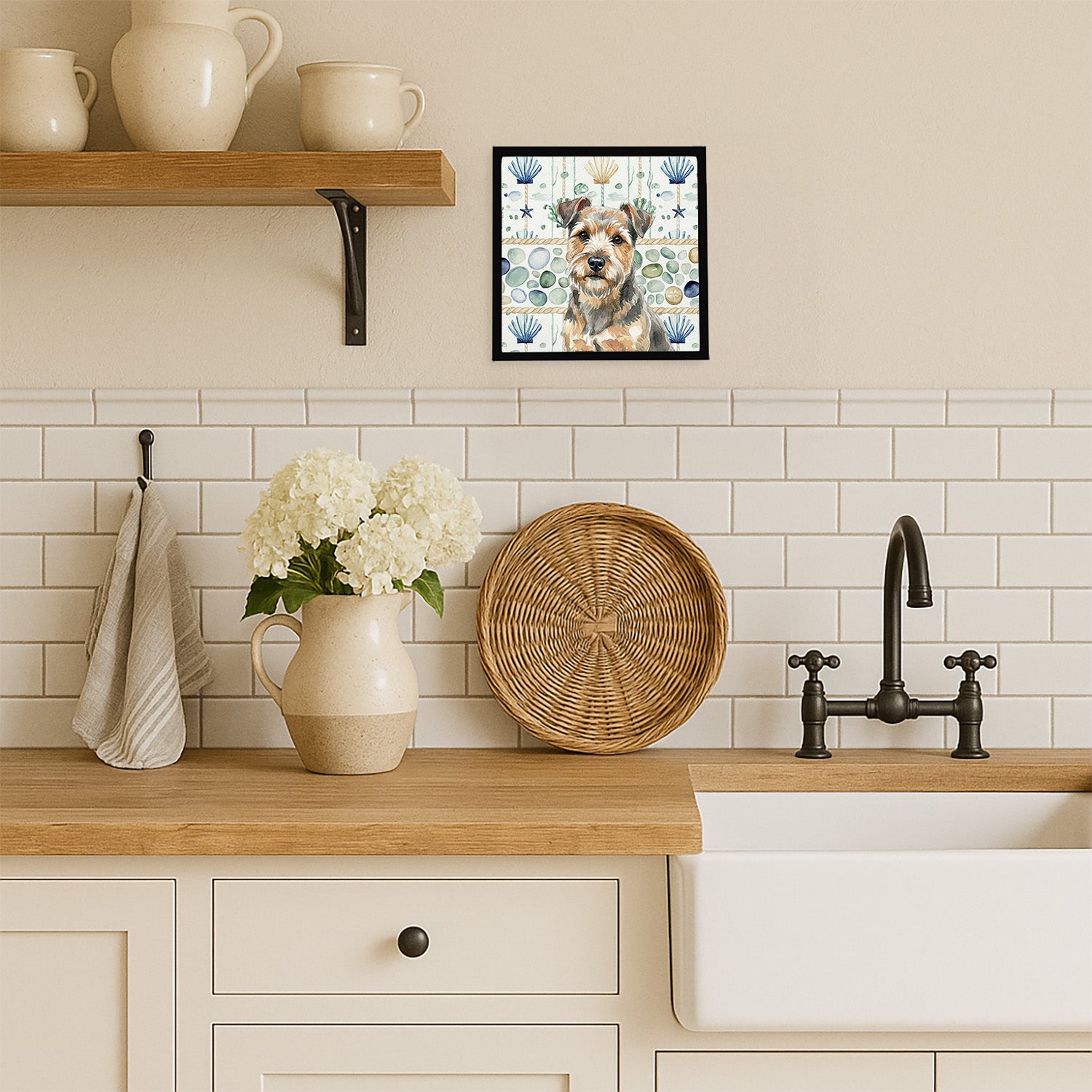 Caroline's Treasures Grizzle and Tan Norfolk Terrier Coastal Sea Glass Framed Metal Print