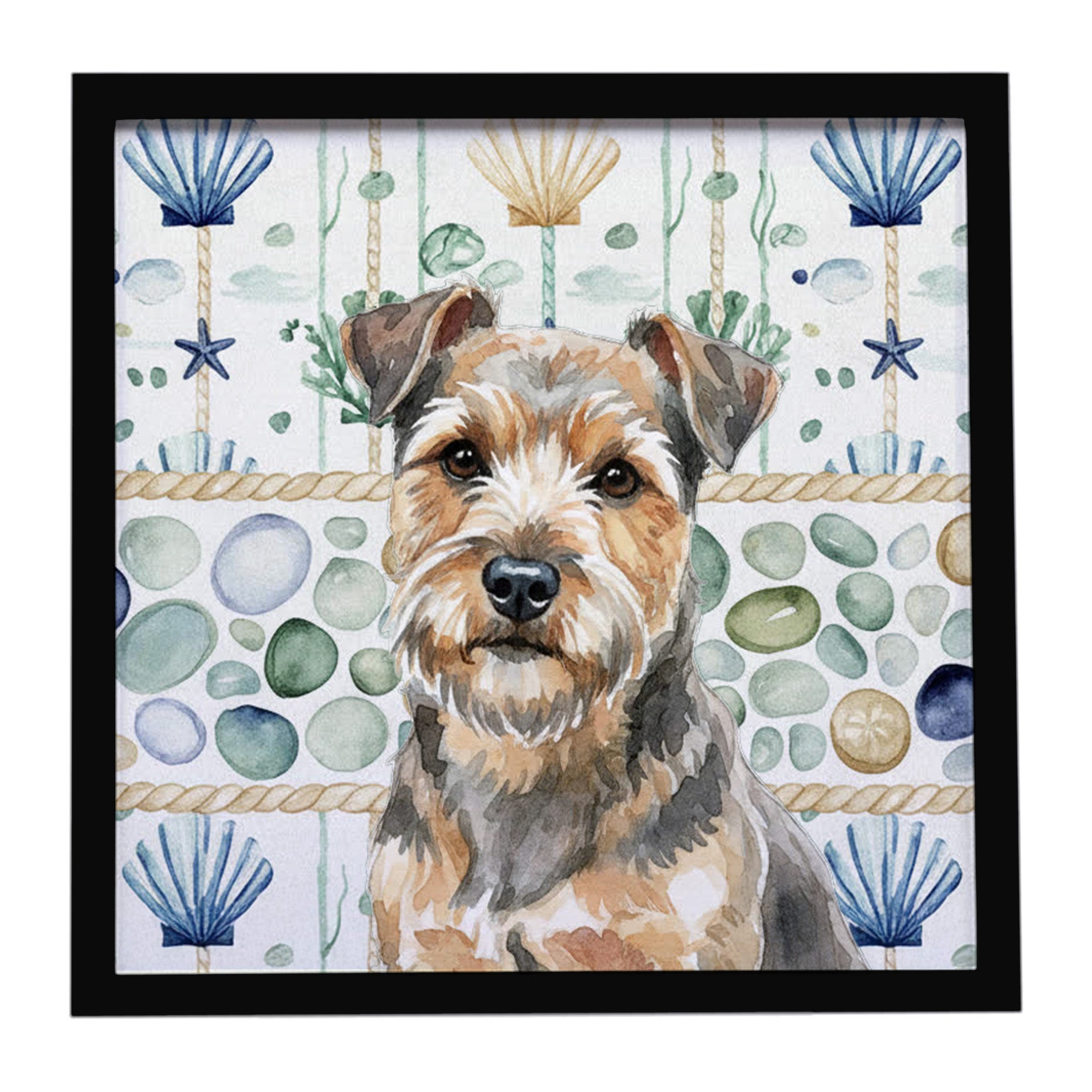 Caroline's Treasures Grizzle and Tan Norfolk Terrier Coastal Sea Glass Framed Metal Print