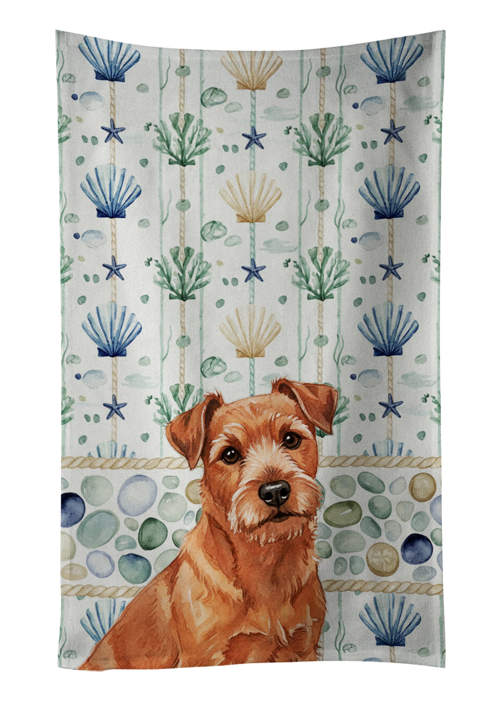 Caroline's Treasures Red Norfolk Terrier Coastal Sea Glass Kitchen Towel
