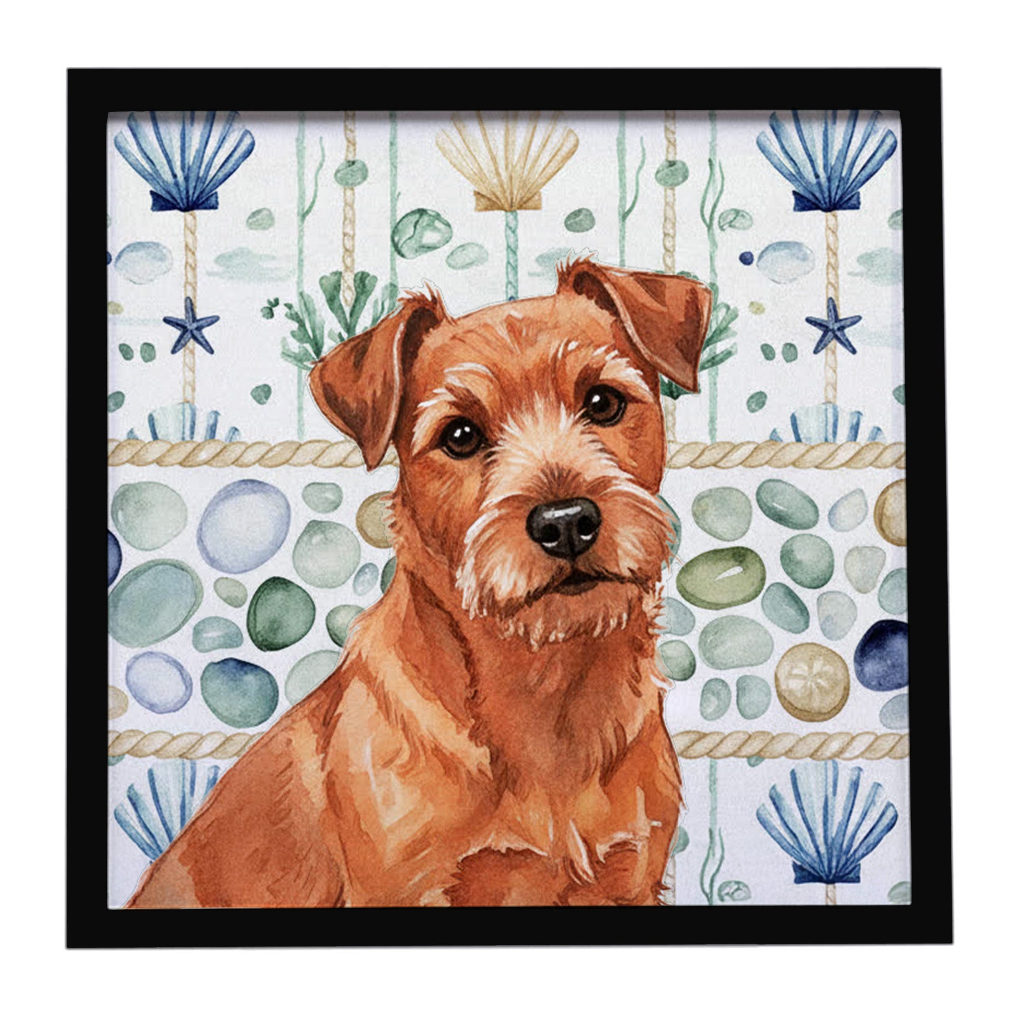 Caroline's Treasures Red Norfolk Terrier Coastal Sea Glass Framed Metal Print