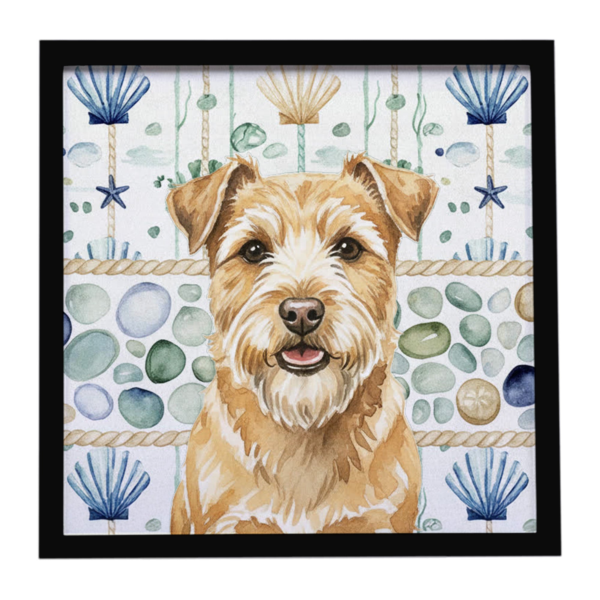 Caroline's Treasures Wheaten Norfolk Terrier Coastal Sea Glass Framed Metal Print