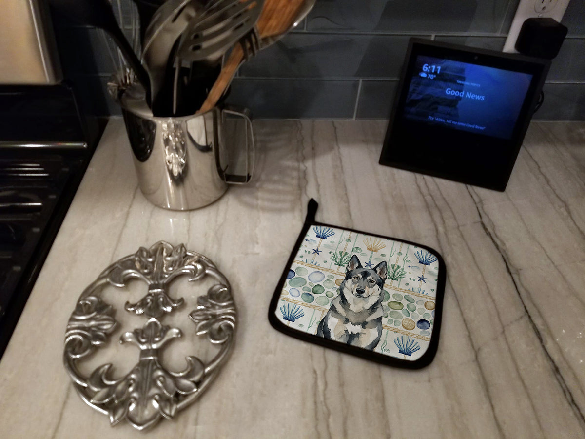 Caroline's Treasures Norwegian Elkhound Coastal Sea Glass Pair of Pot Holders