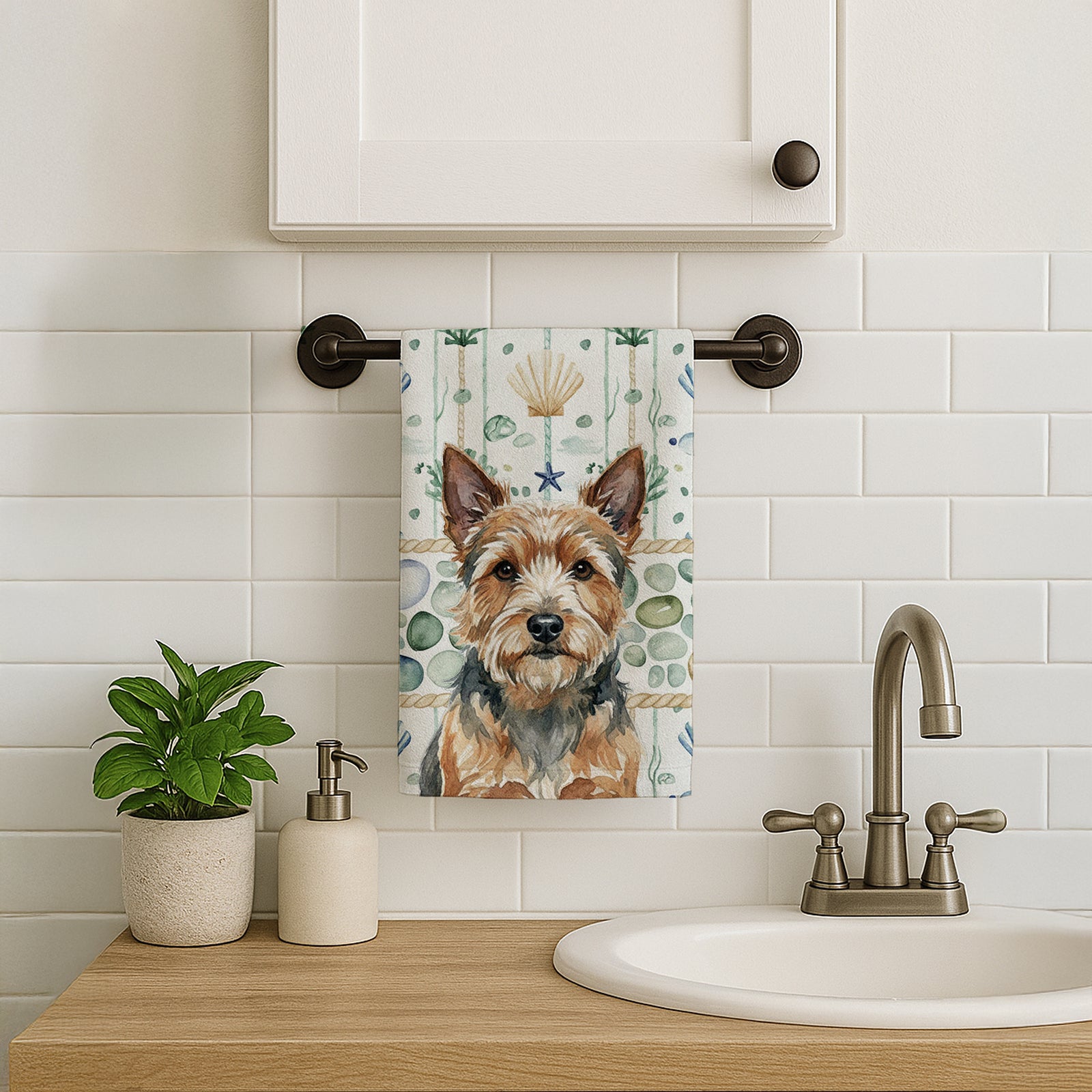 Caroline's Treasures Norwich Terrier Coastal Sea Glass Kitchen Towel