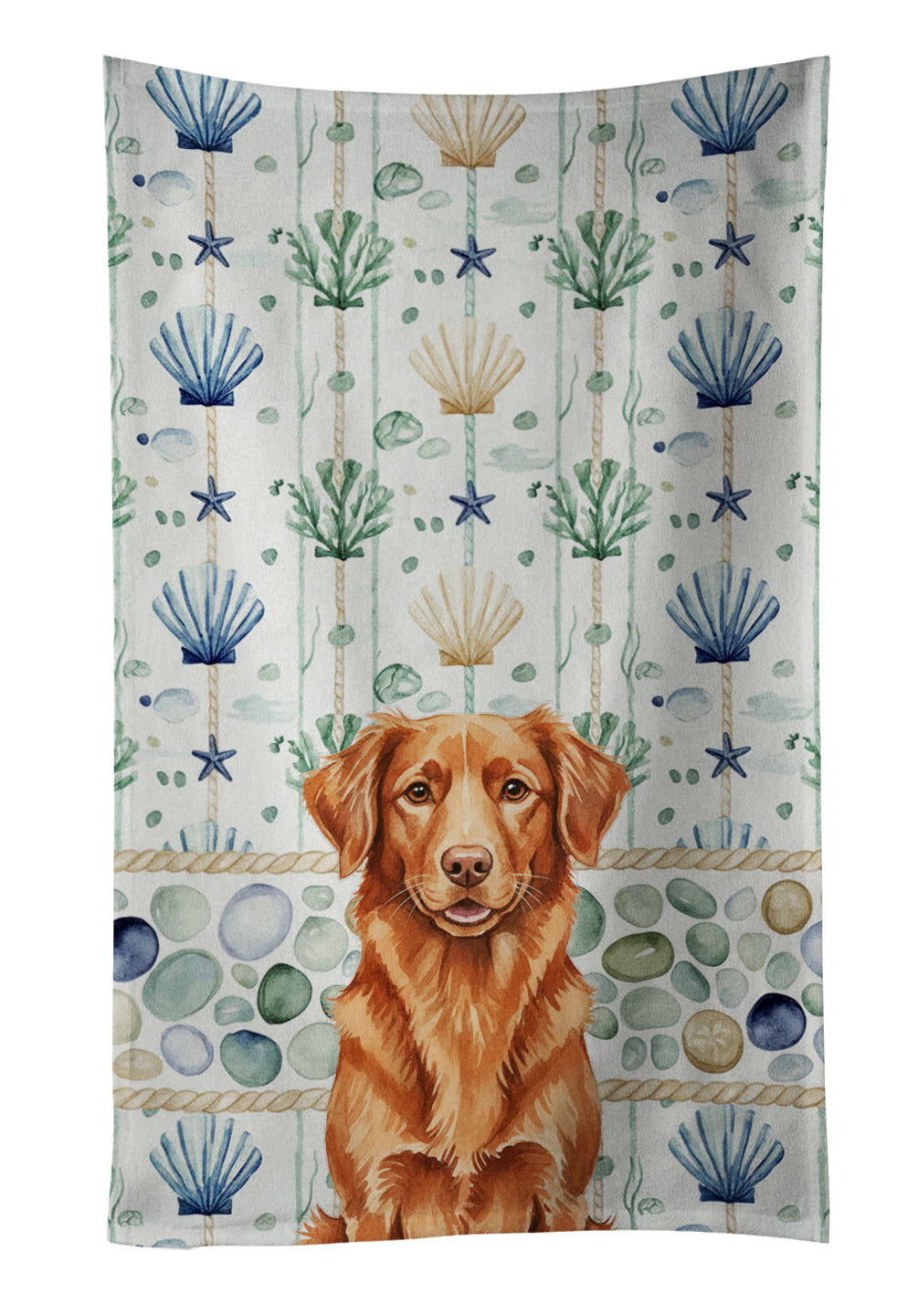 Caroline's Treasures Copper Nova Scotia Duck Tolling Retriever Coastal Sea Glass Kitchen Towel