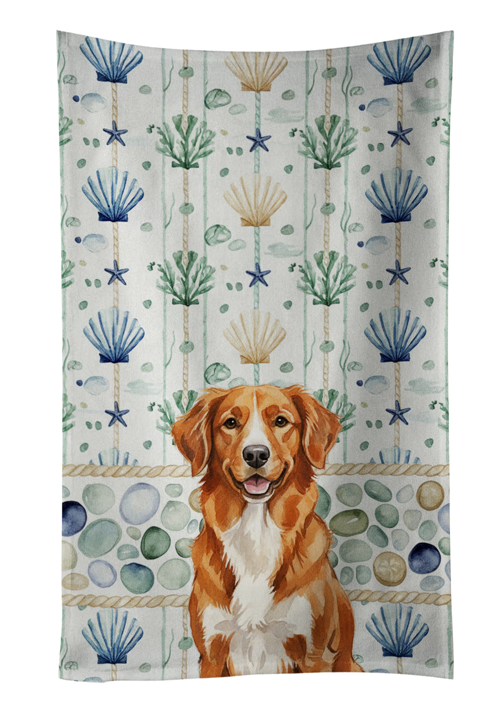 Caroline's Treasures Orange Nova Scotia Duck Tolling Retriever Coastal Sea Glass Kitchen Towel
