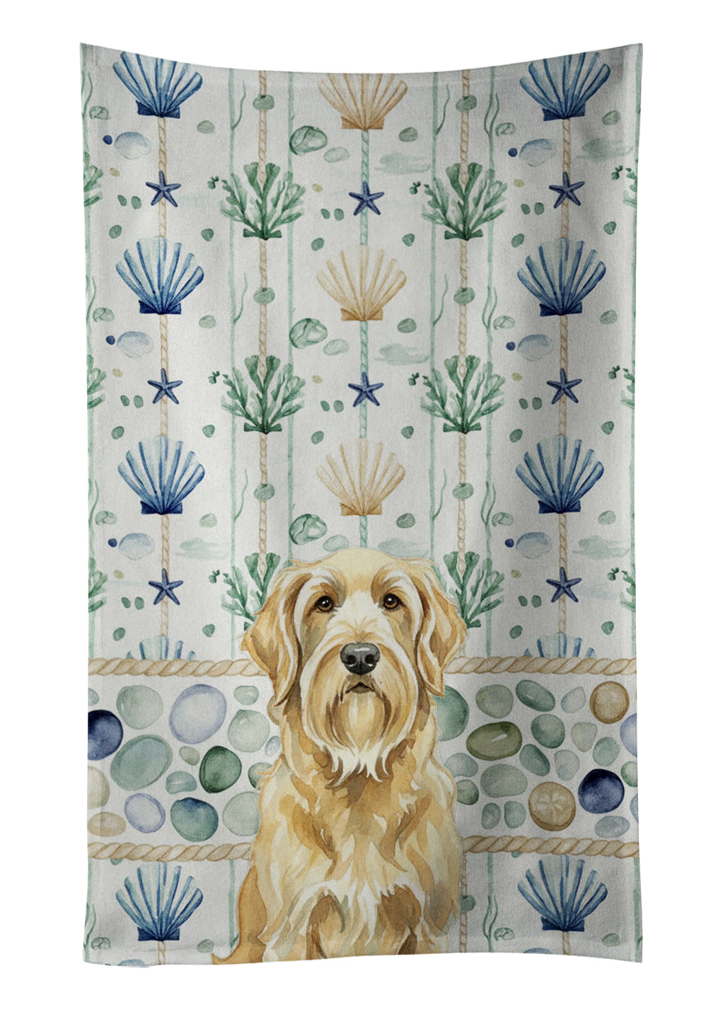 Caroline's Treasures Wheaten and Tan Otterhound Coastal Sea Glass Kitchen Towel