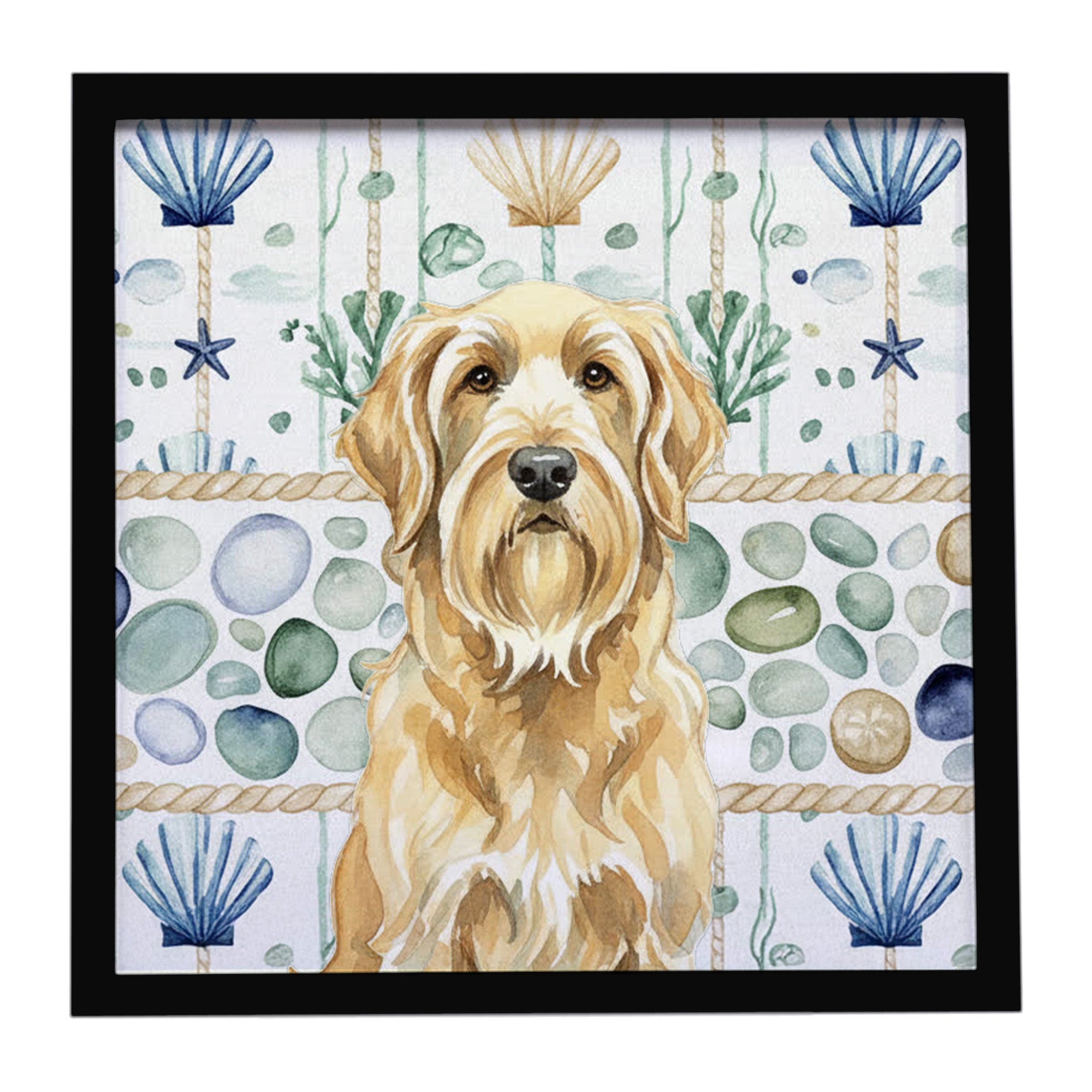 Caroline's Treasures Wheaten and Tan Otterhound Coastal Sea Glass Framed Metal Print