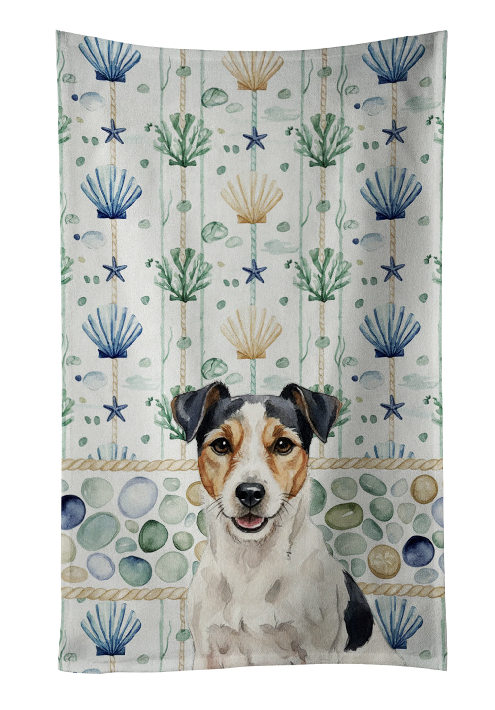 Caroline's Treasures Parson Russell Terrier Coastal Sea Glass Kitchen Towel