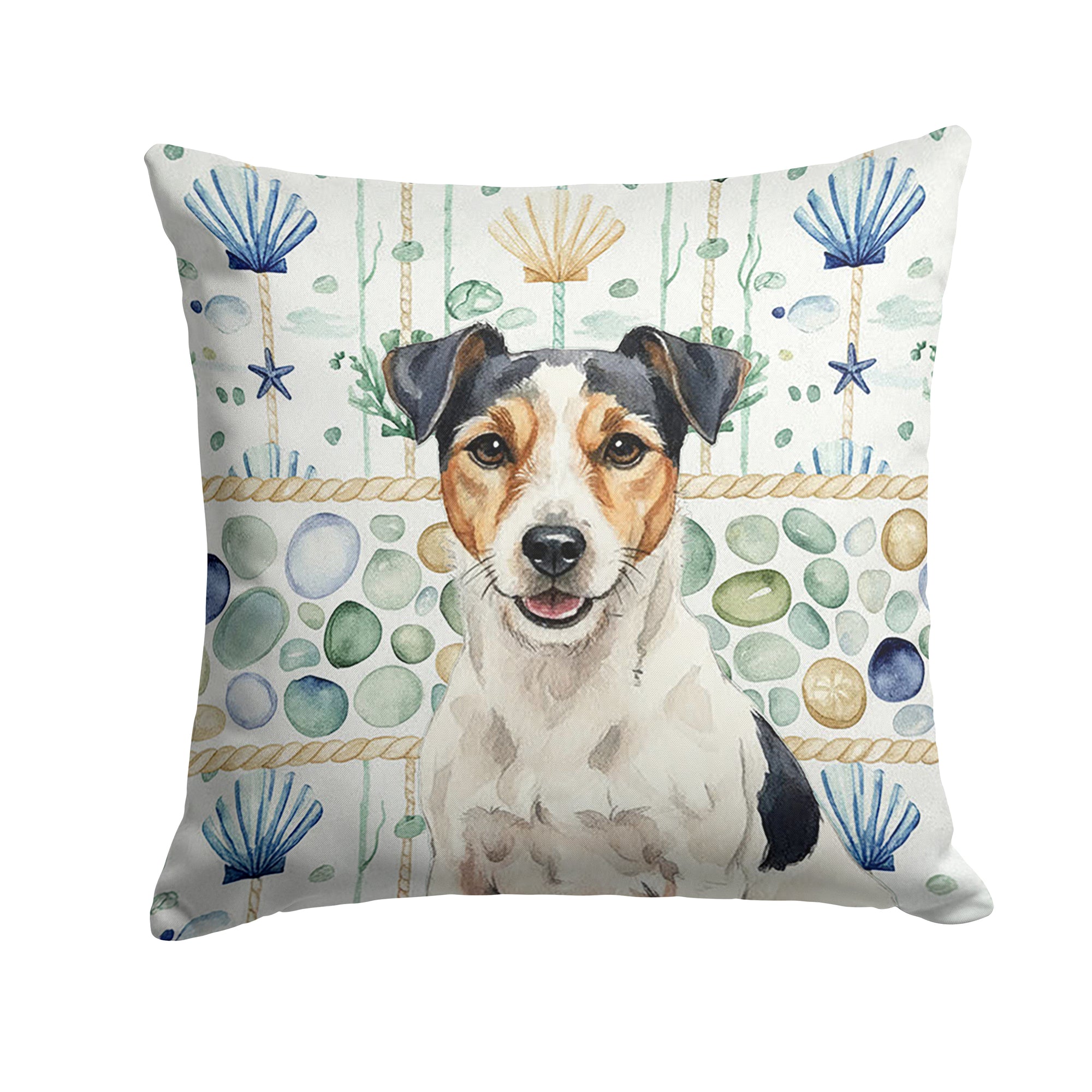 Caroline's Treasures Parson Russell Terrier Coastal Sea Glass Throw Pillow