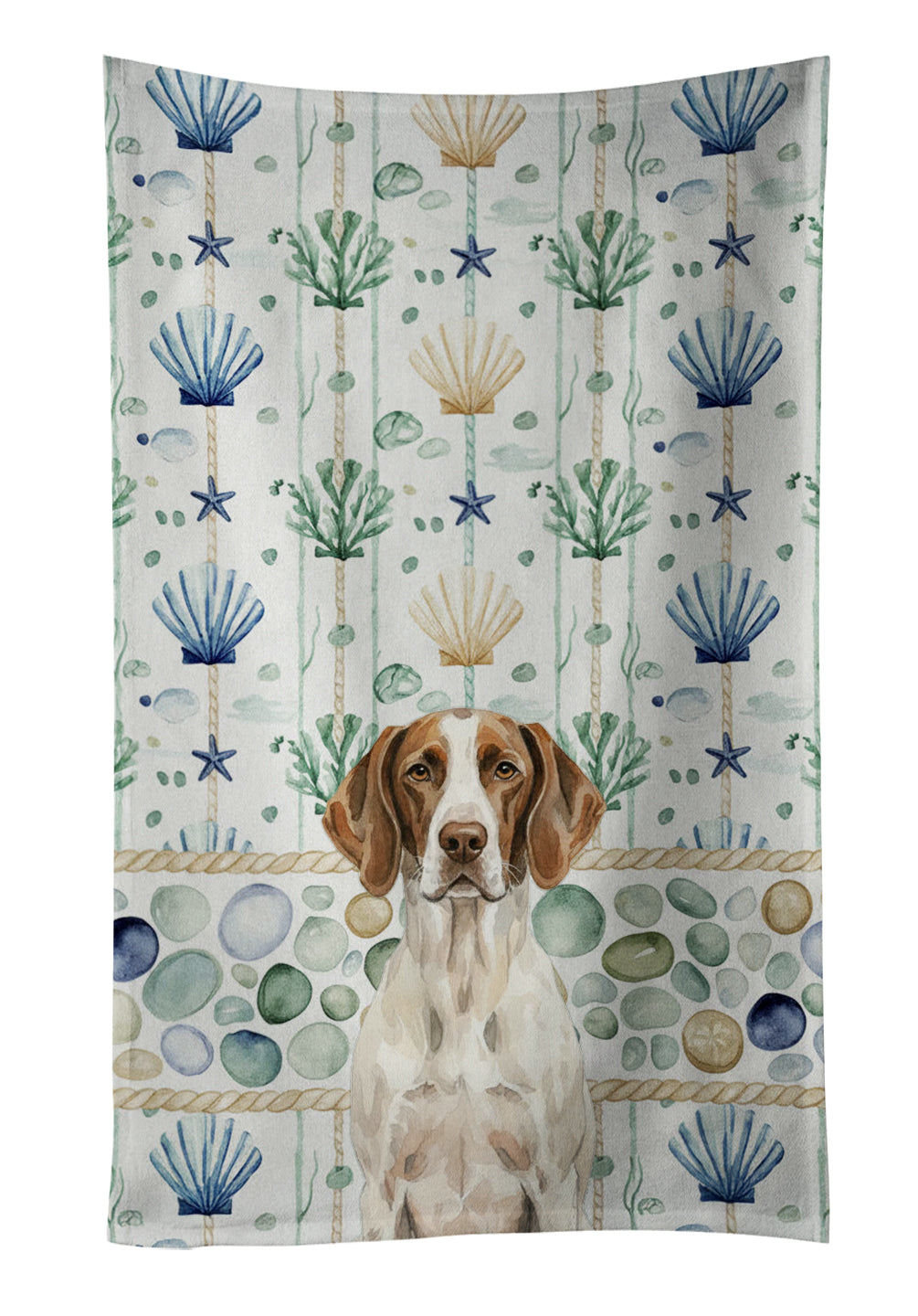 Caroline's Treasures Liver and White Pointer Coastal Sea Glass Kitchen Towel