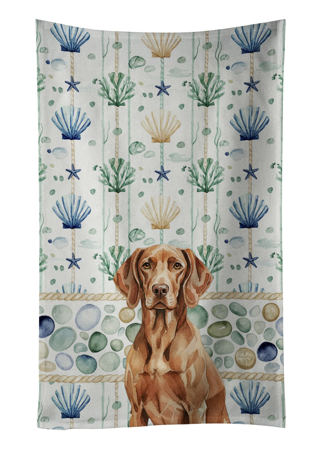 Caroline's Treasures Liver Pointer Coastal Sea Glass Kitchen Towel