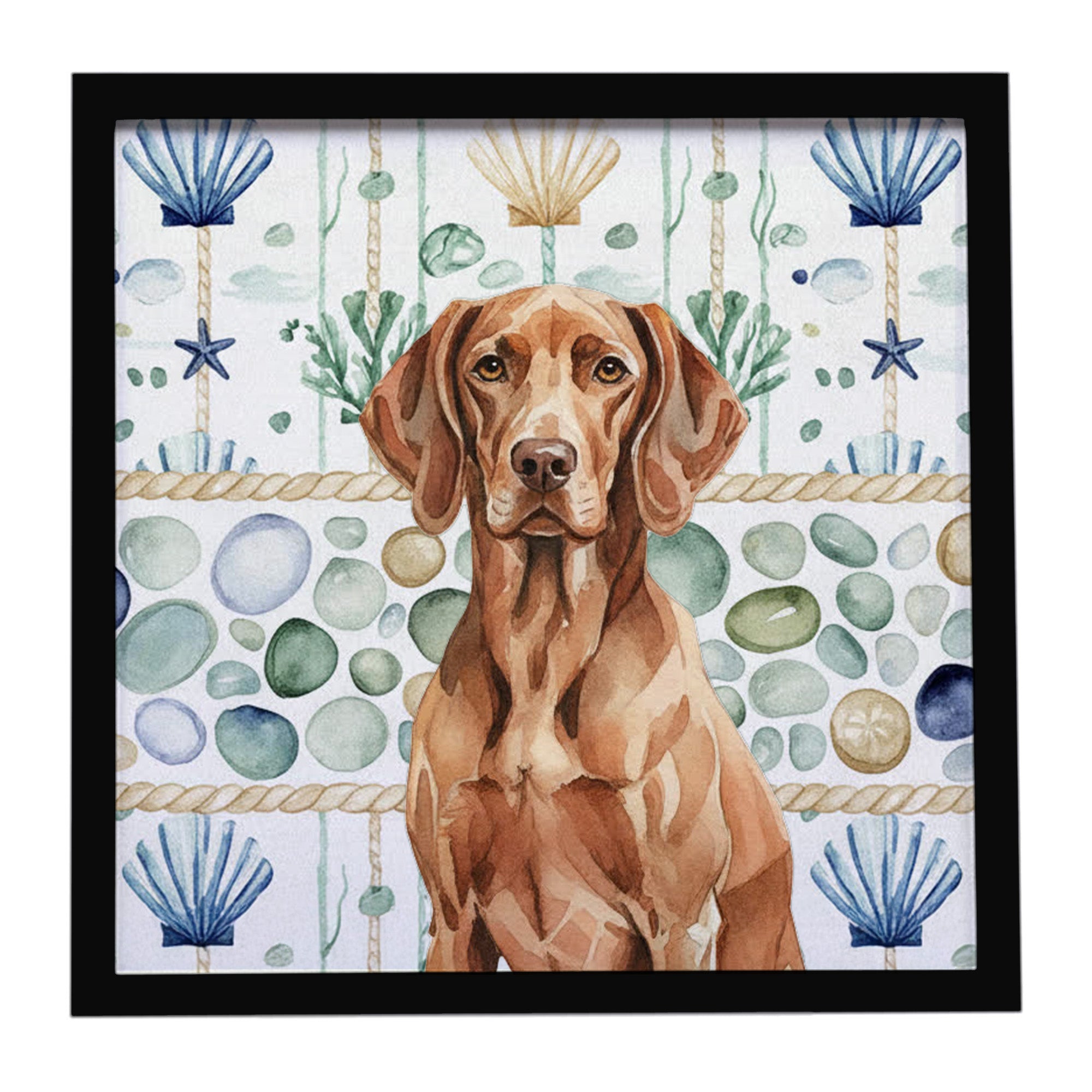 Caroline's Treasures Liver Pointer Coastal Sea Glass Framed Metal Print