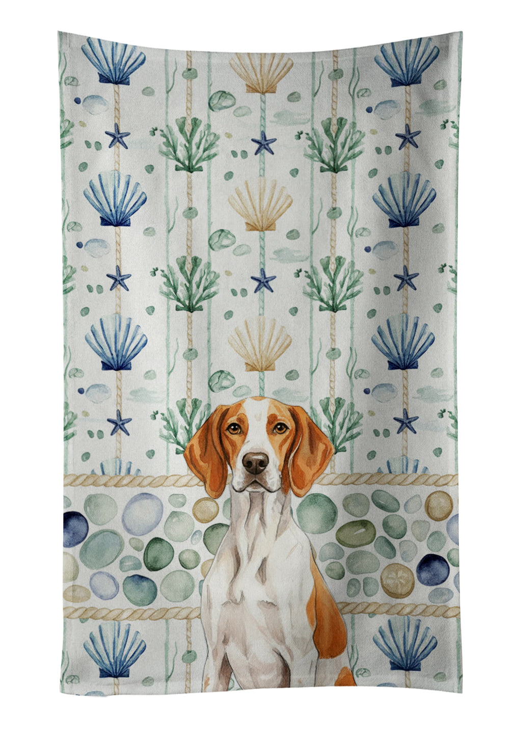 Caroline's Treasures Orange and White Pointer Coastal Sea Glass Kitchen Towel