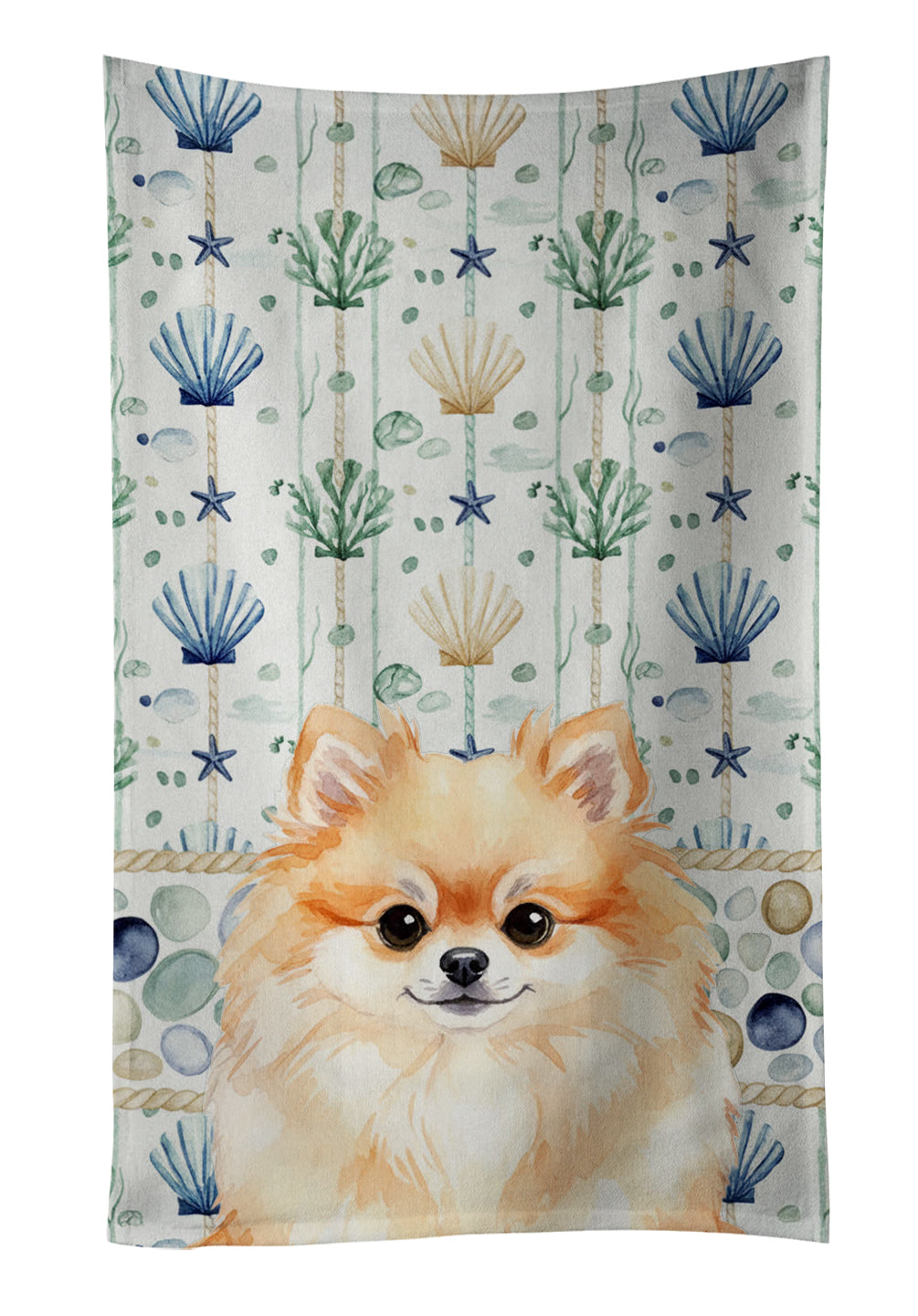 Caroline's Treasures Pomeranian Coastal Sea Glass Kitchen Towel