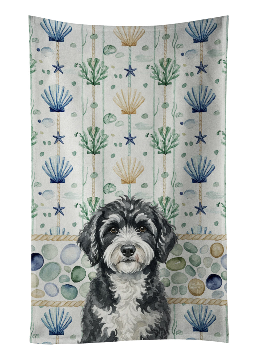 Caroline's Treasures Portuguese Water Dog Coastal Sea Glass Kitchen Towel