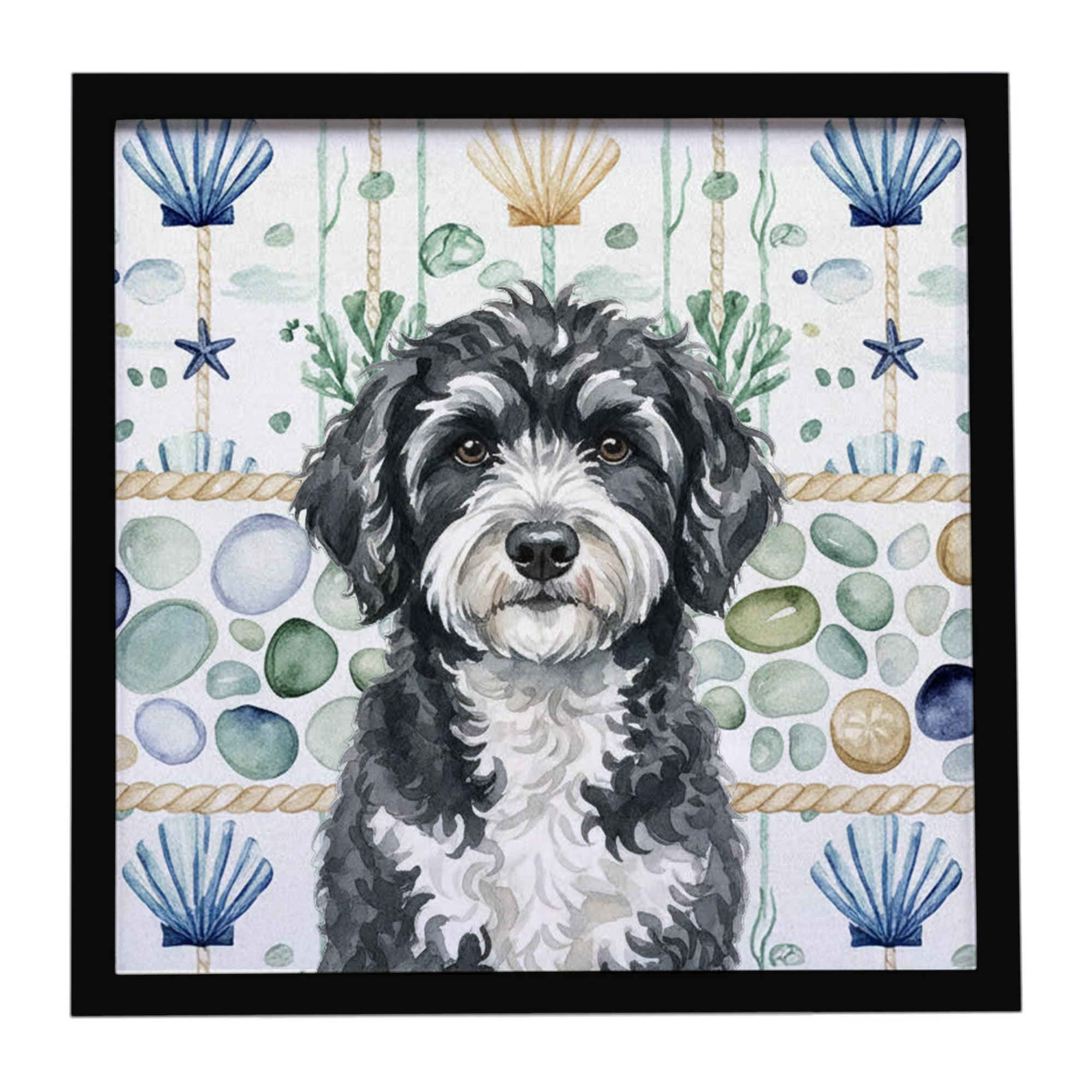 Caroline's Treasures Portuguese Water Dog Coastal Sea Glass Framed Metal Print